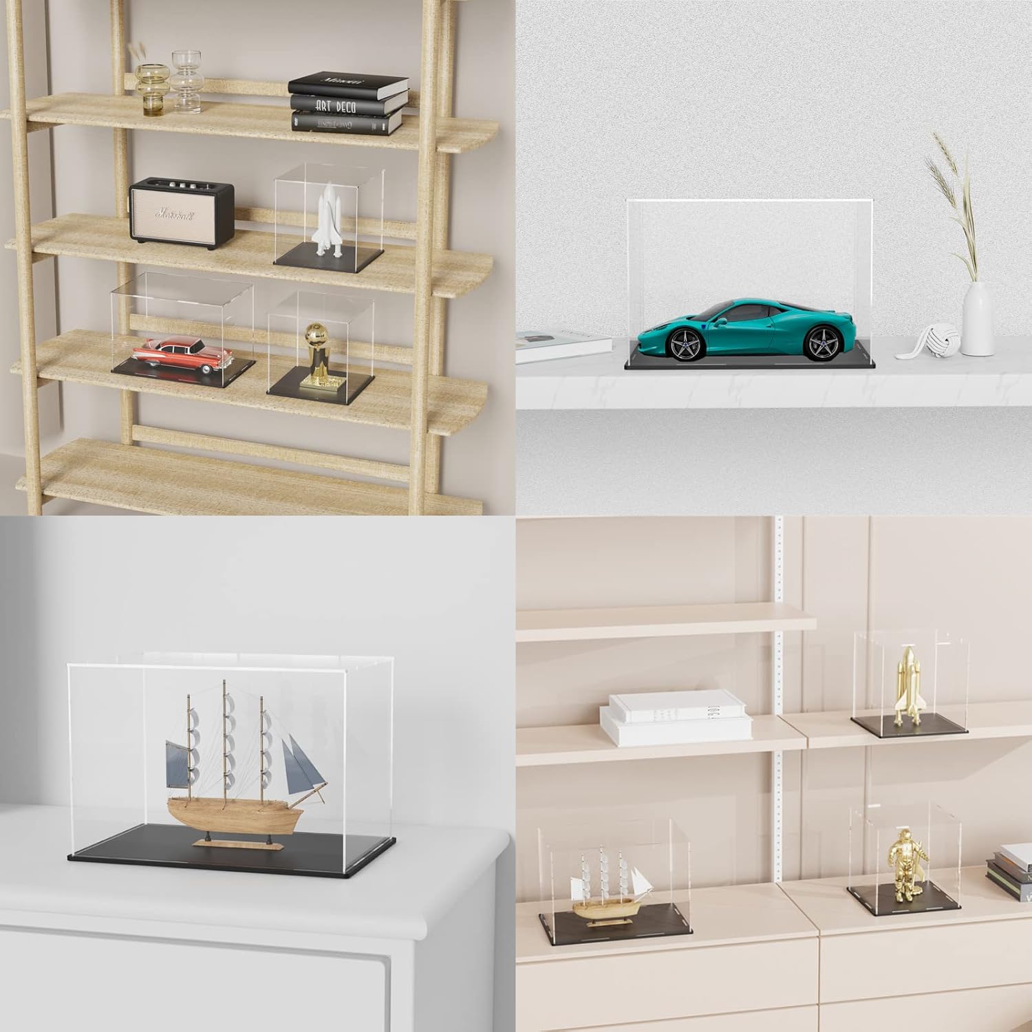 Football Display Case, HEMYLU Acrylic Display Box with Matt Black Base Compatible with Full Size Football, UV Protected Clean Football Case with Lid Design (12x8x8 inch)