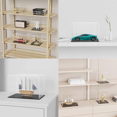 Miniatura 86 de vitrina acrílica, caja de acrílico transparente con base mate y tapa para exhibición, vitrina grande para figuras de acción, almacenamiento