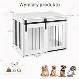 COSTWAY Meble dla psa, 80 cm, kojec dla psa z drzwiami przesuwnymi i metalową ramą, drewniana szafka dla psa do salonu, sypialni i korytarza, dekoracyjny stolik pomocniczy dla małych i średnich psów