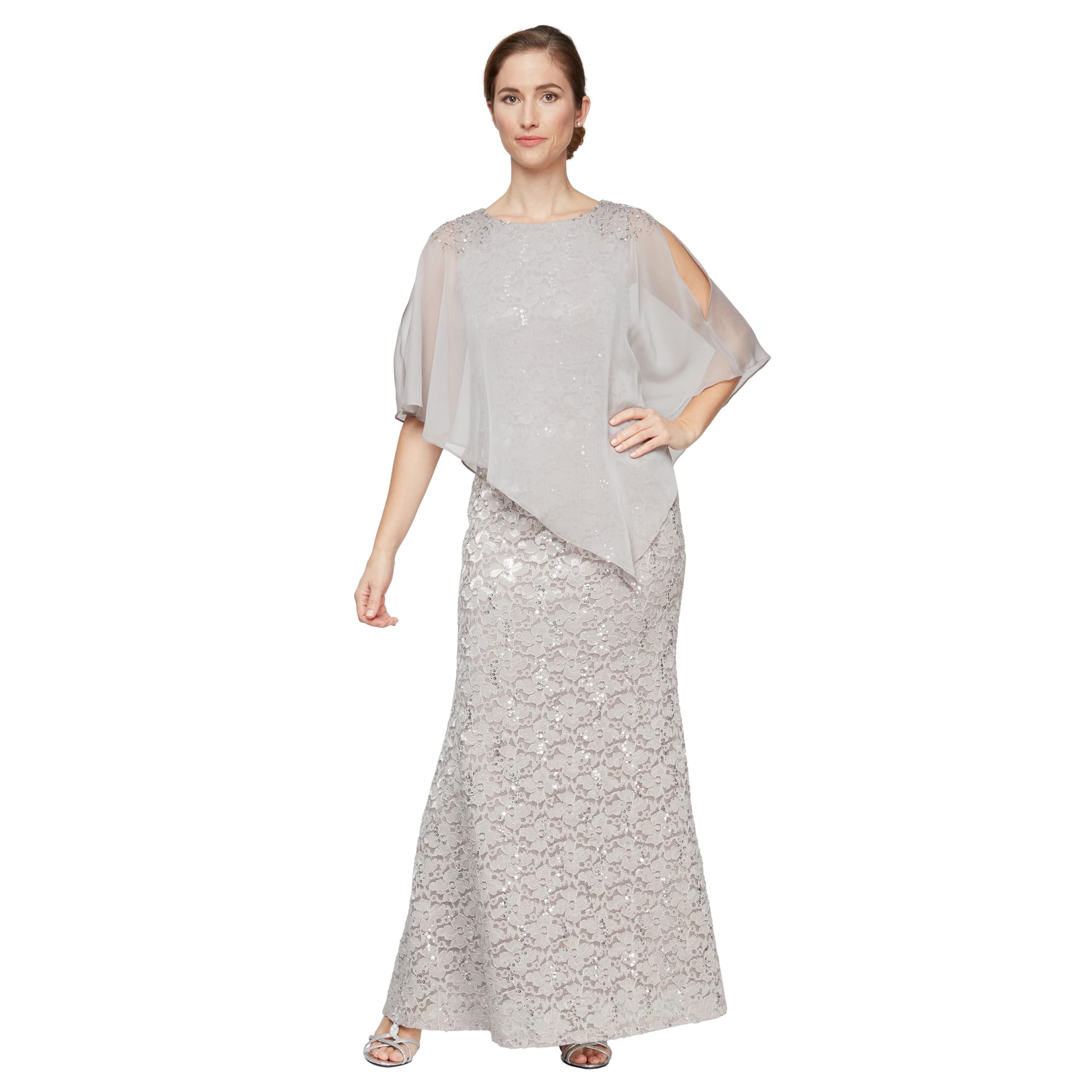 S.L. Fashions Capelet Overlay Dress