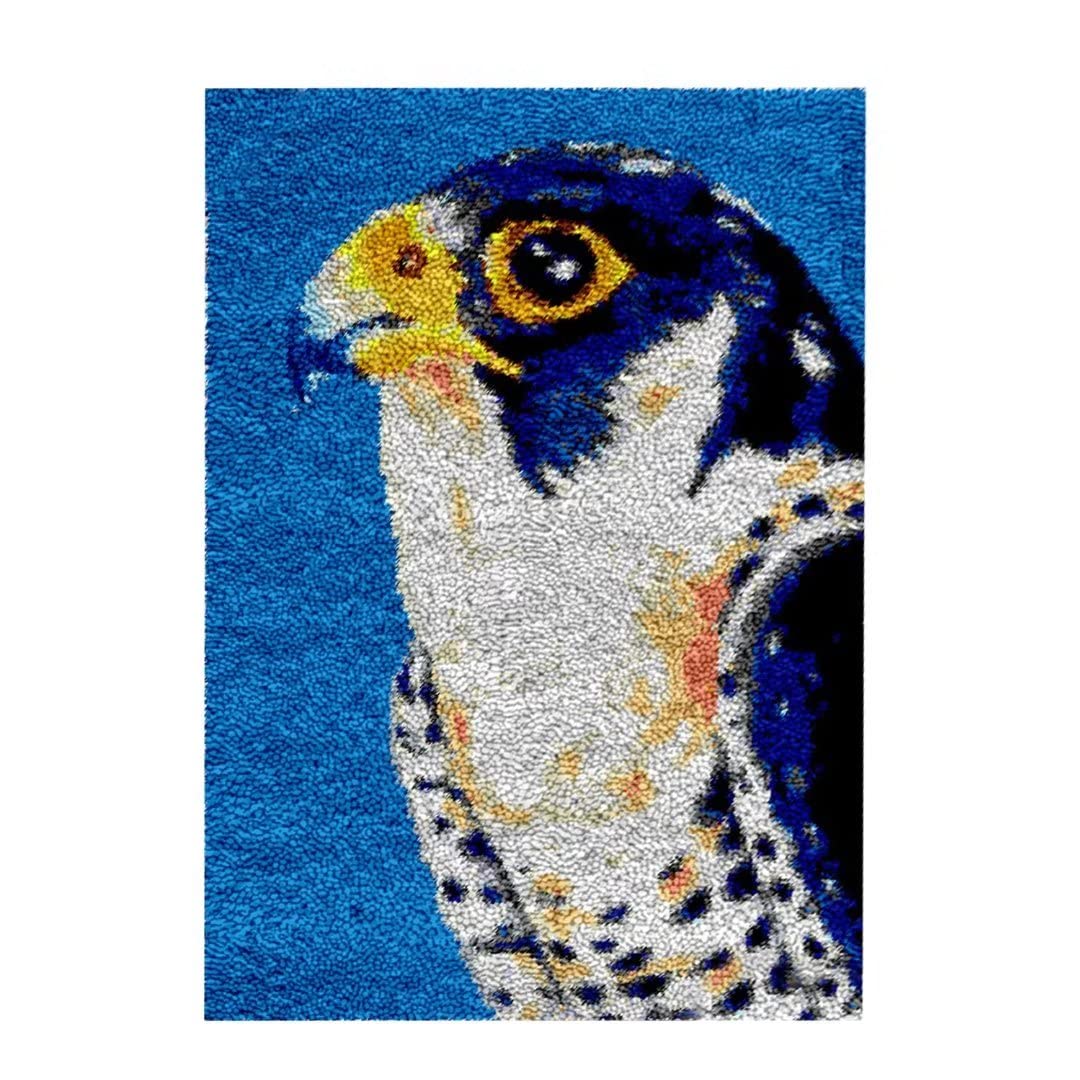 Latch Hook Kits for Kids and Adults, DIY Latch Hook Rug Kit, Cross Stitch Rug Making Kit, Carpet Making Crochet Kits Embroidery Kits Needlework Crafts for Home Decor, 50X38CM, Navy owl — image 1