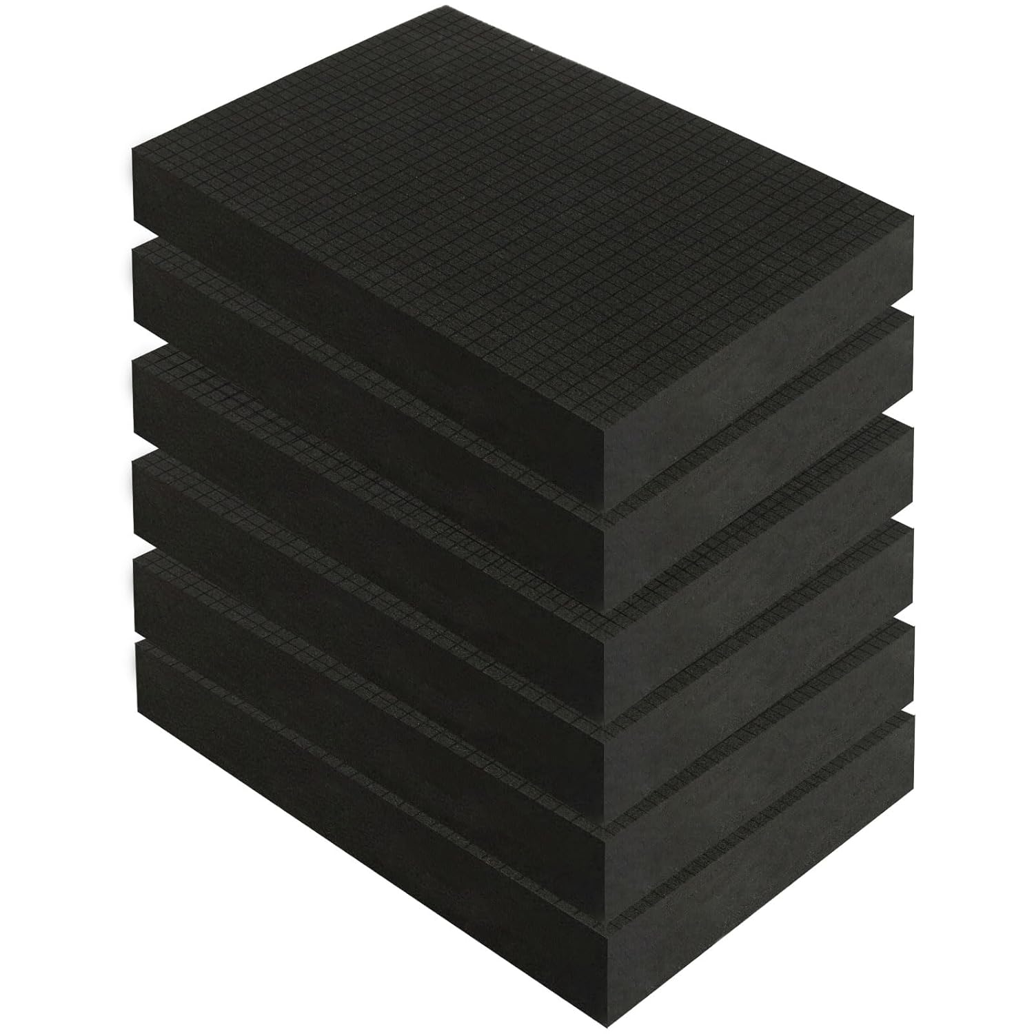 6 Pack Gun Case Foam - 16x12x2 Inch Pick and Pluck Foam Inserts for Cases - Customizable, Black High Density Polyurethane Packaging Sheet Padding for Craft, Cameras, Toolboxes and Guns Storage