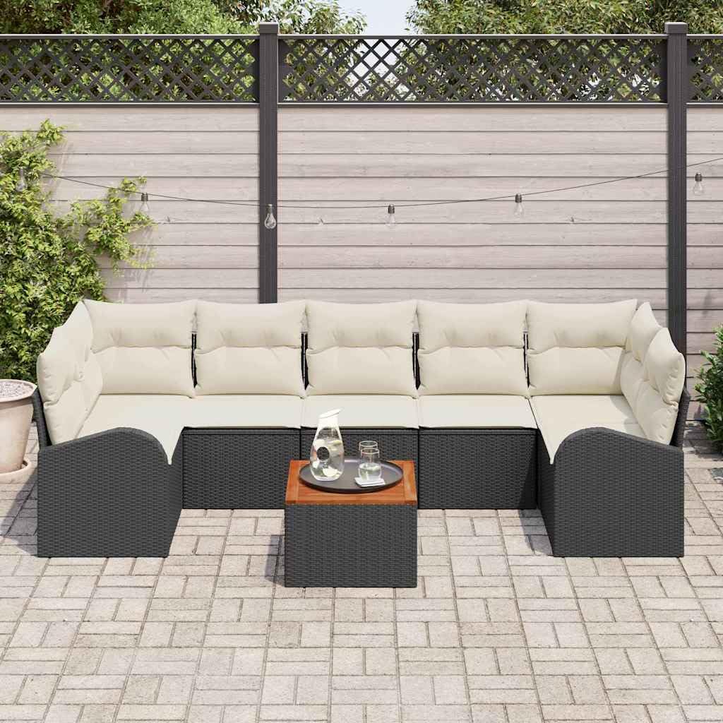 Modułowy polirattan Ogrodowy na taras Czarny 289 x 124 x 69 cm