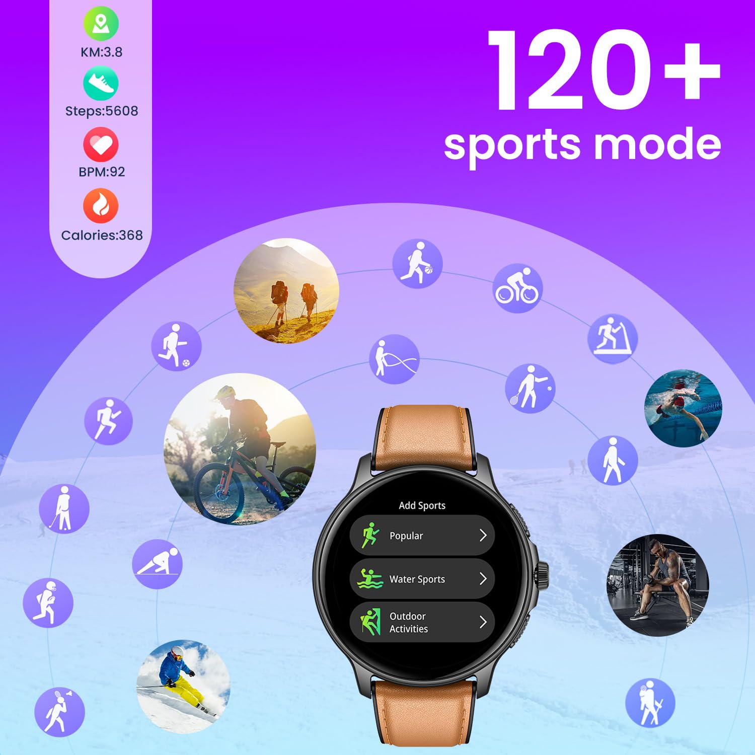 Orologio Smartwatch Uomo Smart Watch: 1.43" Intelligente Orologi con Chiamate Bluetooth Pressione Sanguigna SpO2 100+ Modalità Sport IP68 Impermeabile Contapassi Compatibile Tracker per iOS e Android