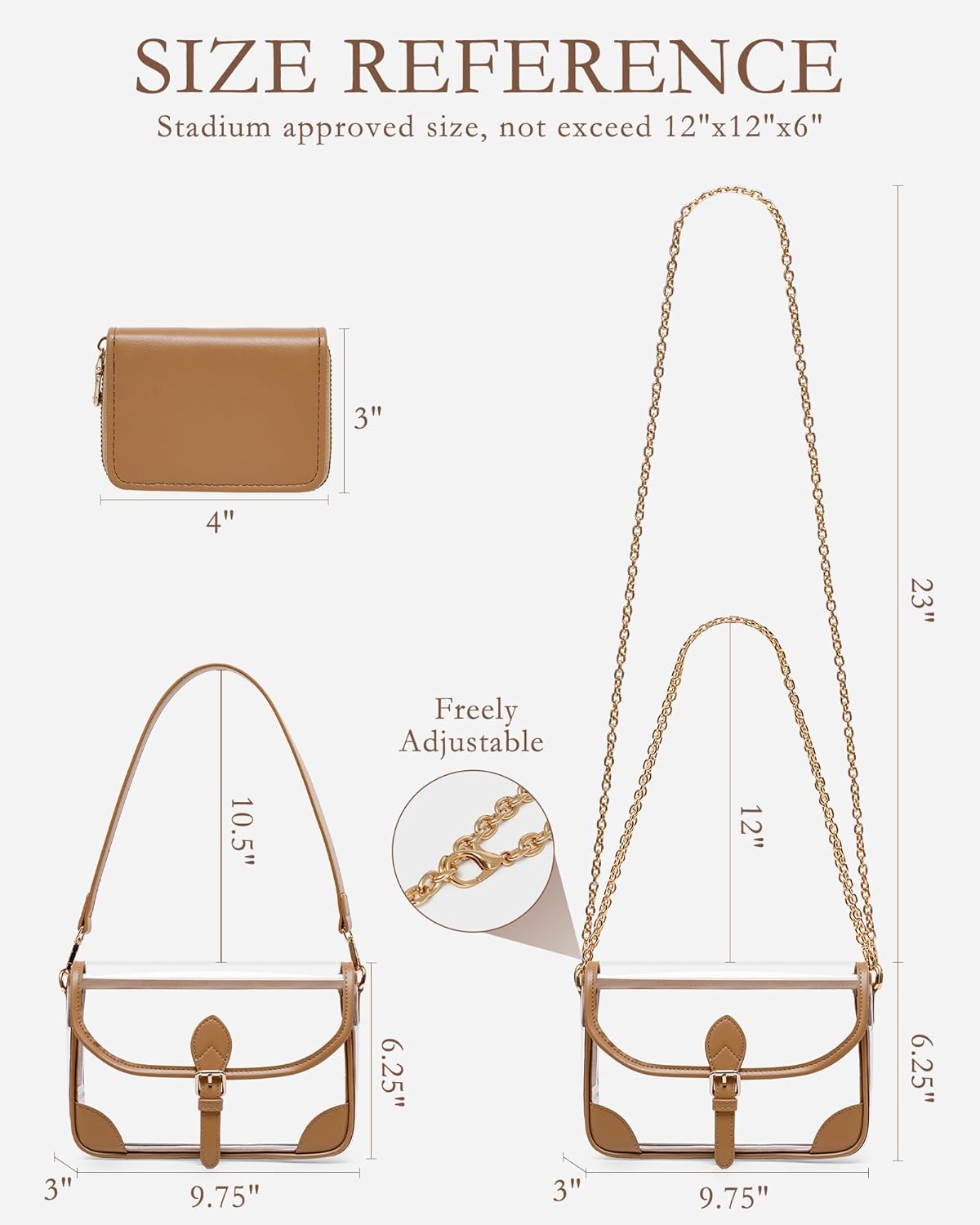 LONG VACATION Clear Bag for Stadium Events Shoulder Bag for Women, Clear Purse with Card Holder for Stadium Concert Travel - Image 7