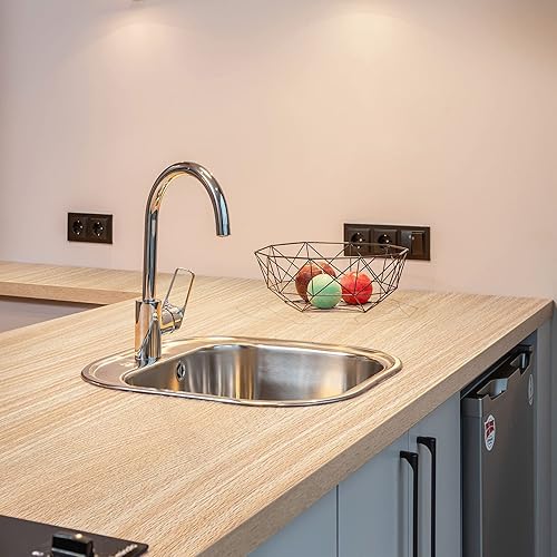 Miniatura 6 de Heroad 1 rollo de papel tapiz geométrico negro y dorado de 17.3 x 78.7 pulgadas + 1 rollo de papel tapiz de grano de madera de 17.7 x 78.7 pulgadas,