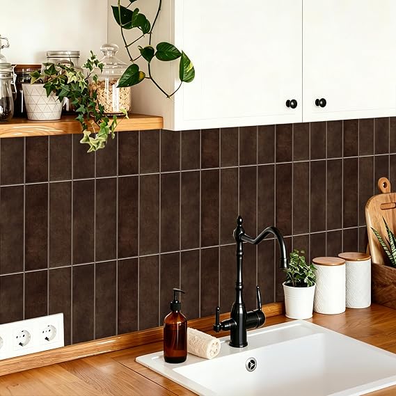 MORCART 2026 New Peel and Stick Backsplash, 10PCS 11.8x11.8 Vintage Brown