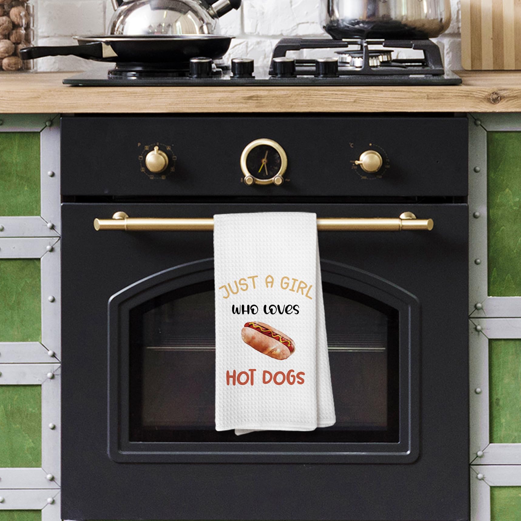 Funny Kitchen Towels, Hot Dog Kitchen Towels for Hot Dog Lovers, Funny Hot Dogs Decorative Hand Towels for Kitchen, Food Lover Gifts, Funny Dish Towels Tea Towels, 16x24 Inches