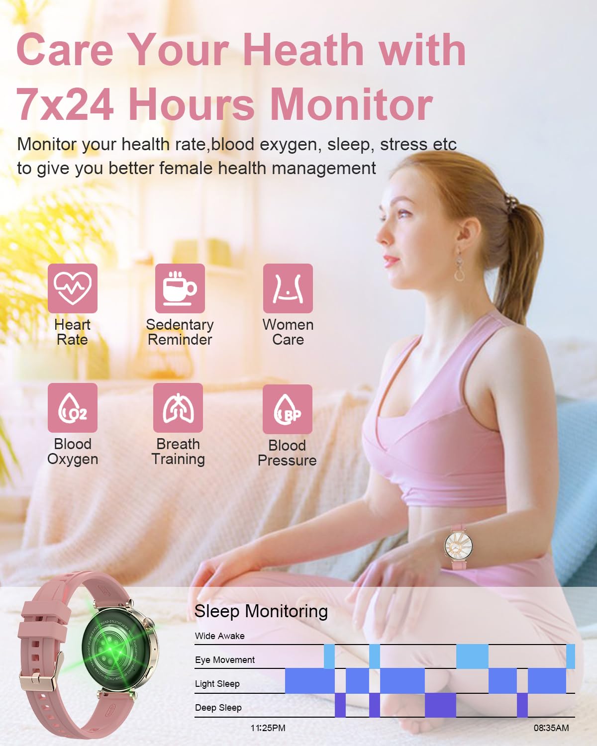 Amazon.com: Aisenflixs Smart Watch for Women, Sport Fitness Activity  Tracker,1.32