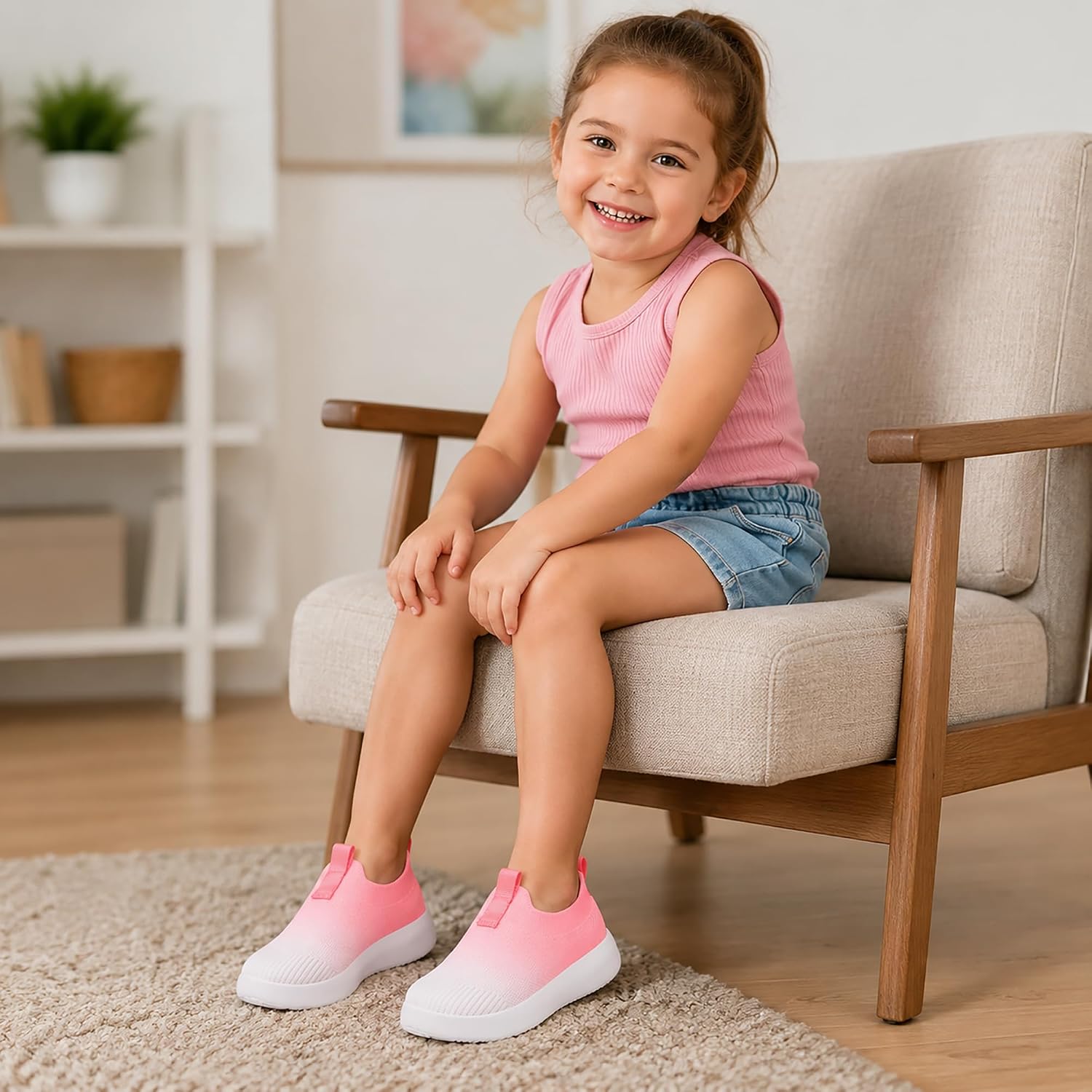 Girls Toddler Barefoot Sneakers Wide Toe Box Slip On Walking Shoes Lightweight Breathable Zero Drop Tennis Shoes Non Slip Running Shoes