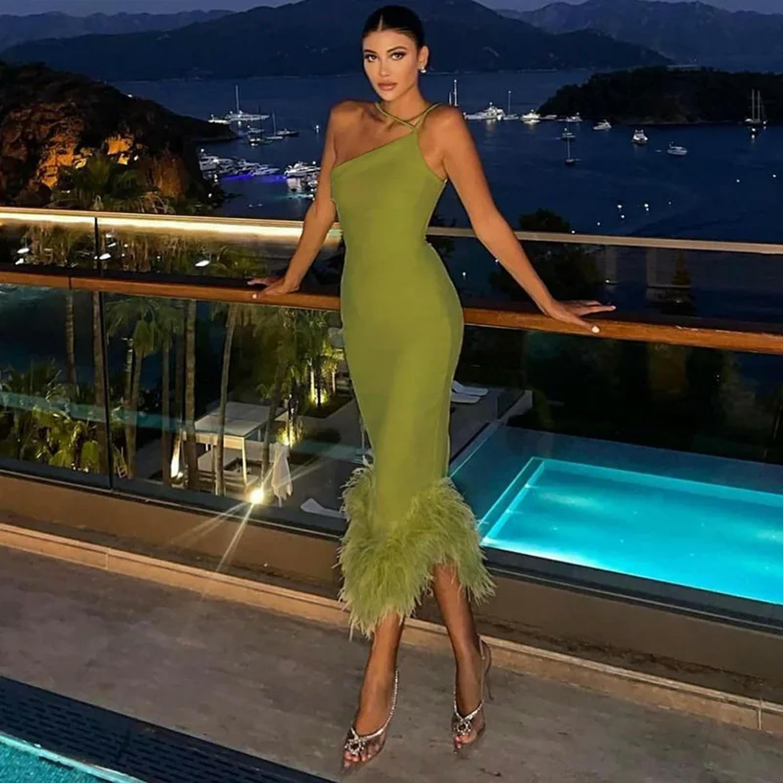 sukienka na jedno ramię sukienka damska z odkrytymi plecami Slim Fit Knitted Dress elegancka wieczorowa impreza klubowa sukienka urodzinowa dla kobiet