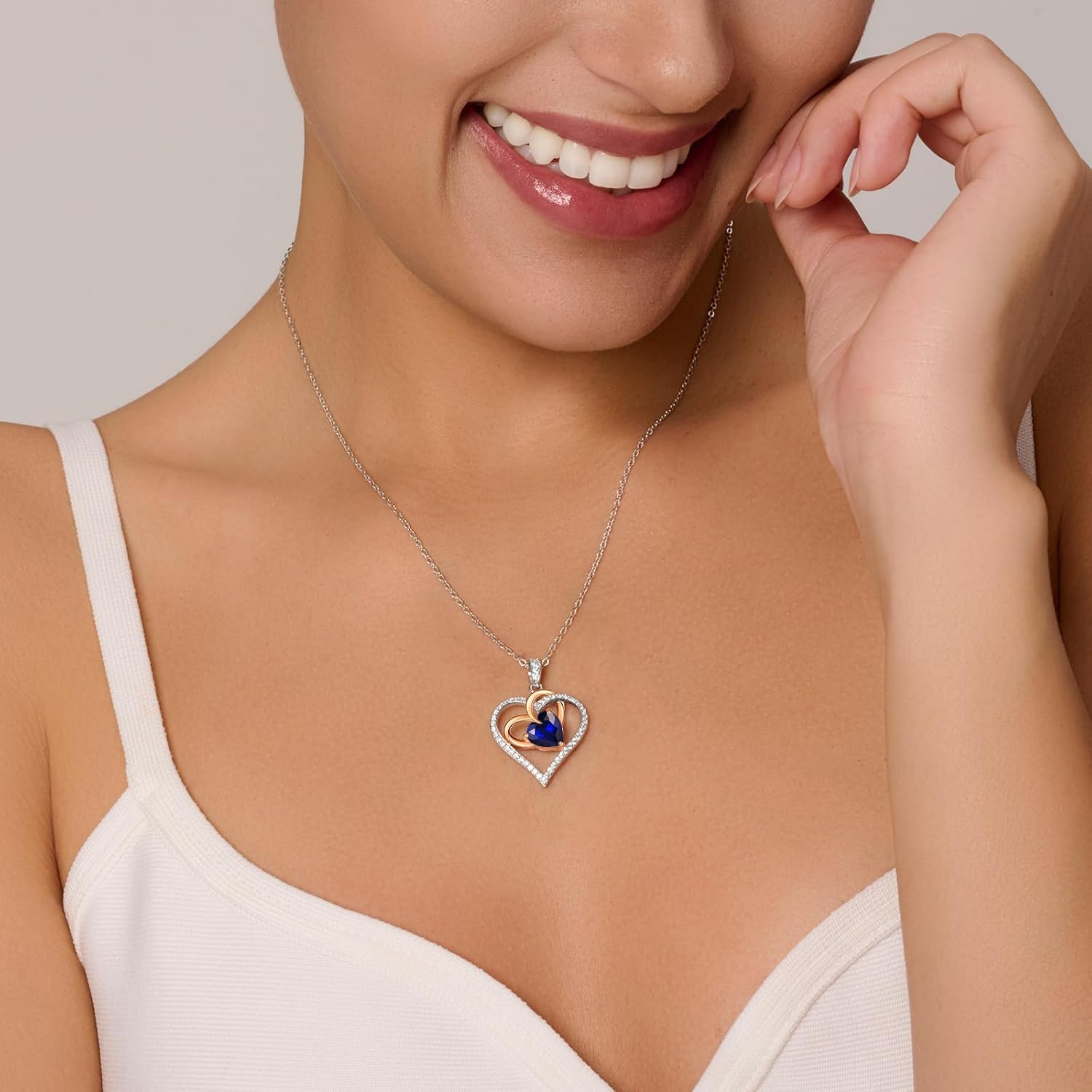 OOBEE Valentines Day Gifts for Her Moissanite Love Heart Pendant Necklaces for Women 925 Sterling Silver with Birthstone Zirconia, Ideal Birthday Anniversary Mothers Day Christmas Jewelry Gifts for Wife Mom Girlfriend - Image 6