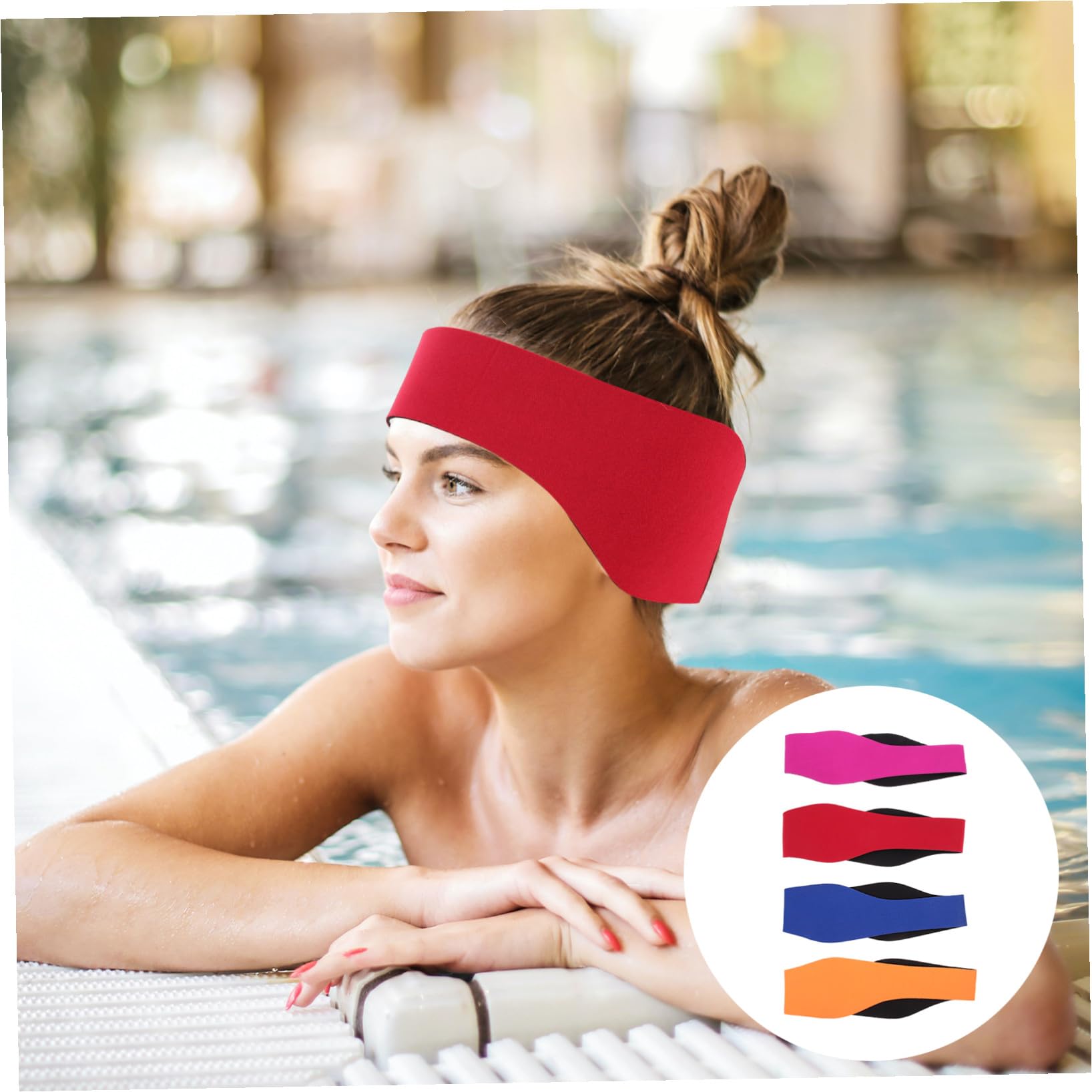 POPETPOP Cinta Para Cabeza De Natación Ajustable Cubiertas Para Oídos Impermeables Banda Transpirable Para Nadadores Para Actividades Acuáticas Incluye 4 Piezas X 4