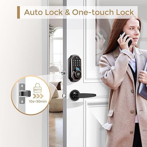 Miniatura 7 de Cerradura inteligente de video WiFi con cámara y timbre - entrada sin llave 5 en 1, huella digital, teclado, control de aplicaciones, audio