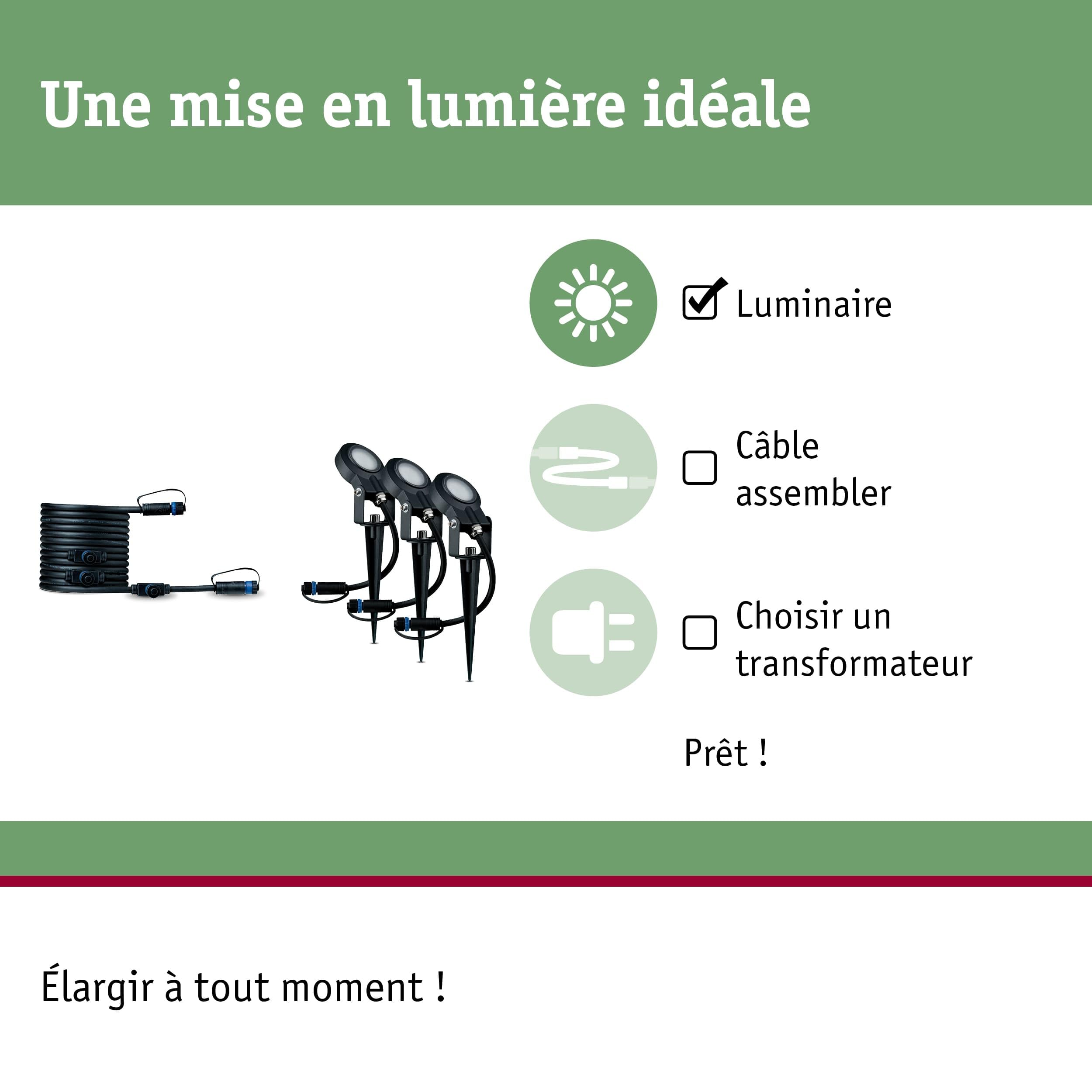 Paulmann 93689 LED Plug & Shine Luminaire d'extérieur Sting incl. 3x6 watts gradable Piquet à planter Anthracite Luminaire de jardin Alu Extérieur 3000 K