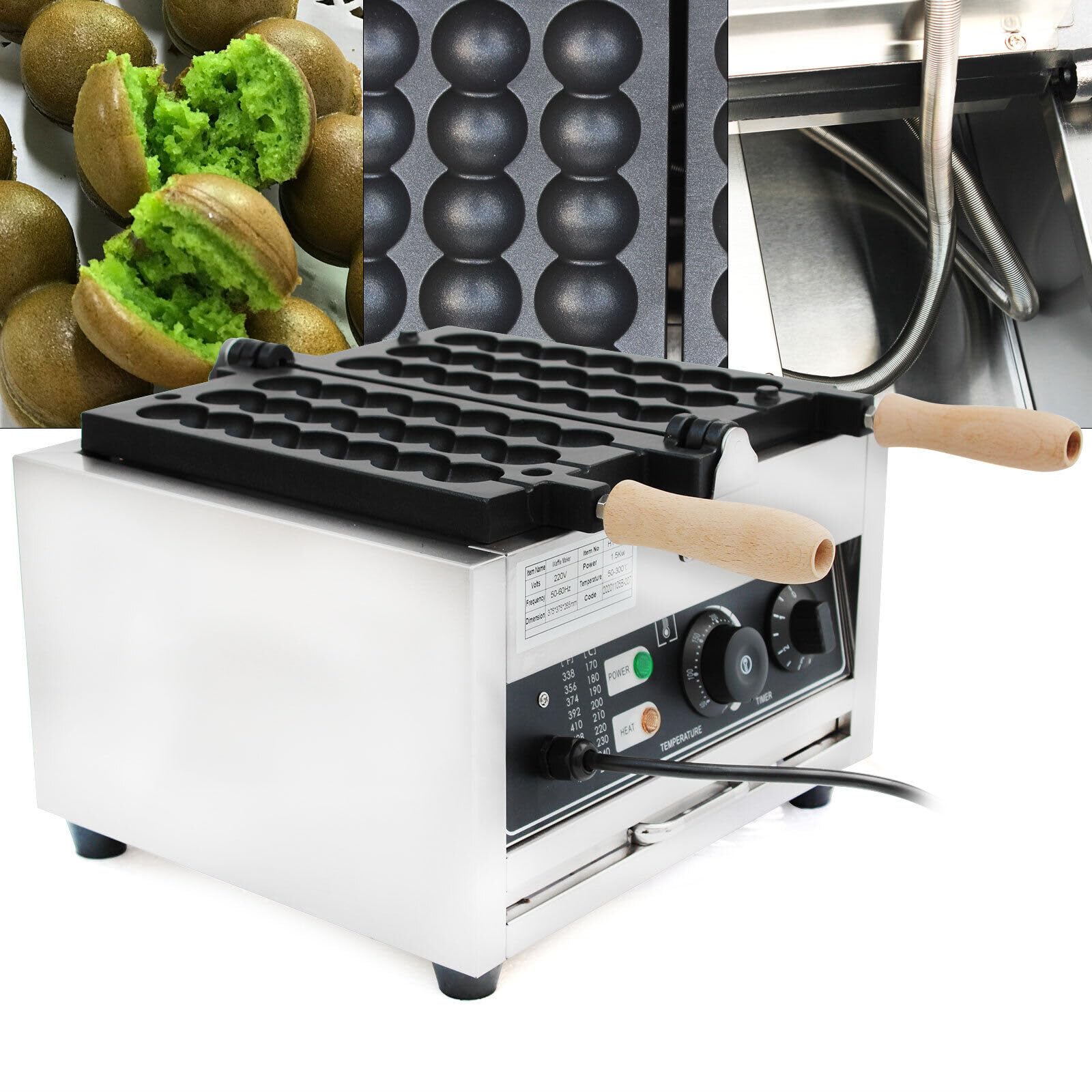 Gofrera comercial de acero inoxidable gofrera antiadherente regulador de temperatura 1500 W eléctrico para gofres de burbujas para panaderías restaurantes quioscos cantinas