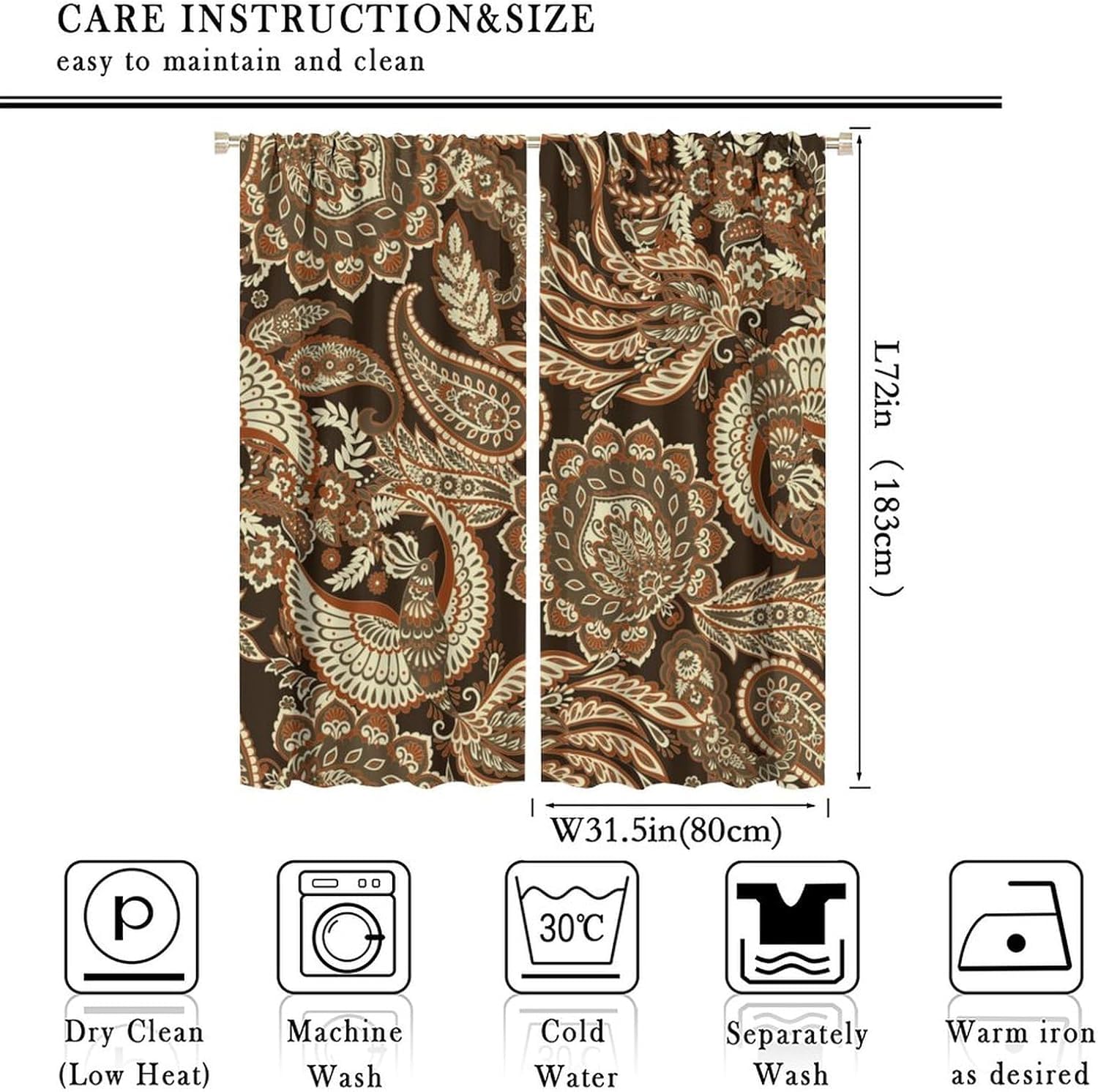 Lot De 2 Rideaux Salon Chambre Occultants À Oeillets, Grande Largeur Draperies Intérieurs 3D Rétro Floral 280X250 Cm (L + H) Motif Rideaux Isolant Thermique Et Phonique Rideau Occultant -214110005