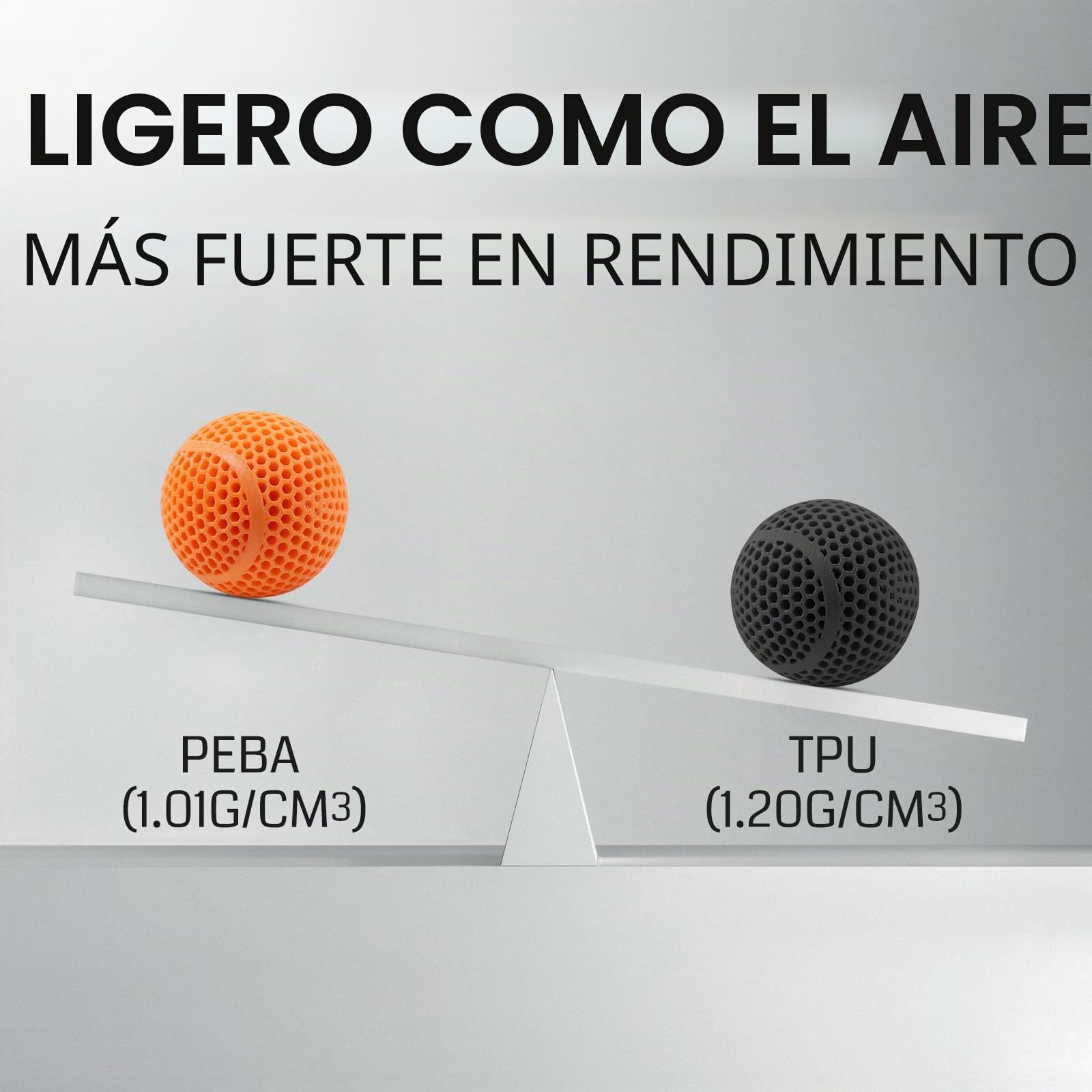 Filamento flexible SainSmart PEBA de alto rebote de 90 A, 1 kg, Super TPU con un 78% de rebote, un 20% más ligero y una impresión dos veces más rápida, resistencia a base de nailon, 1,75 mm, naranja