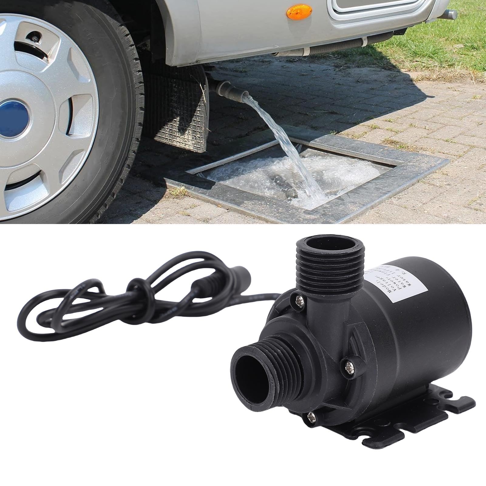 Generic Pompa Dell'acqua con Motore Senza Spazzole DC 12V, Alta Pressione, Silenziosa, 800 L/h, Sollevamento 5 M, per Piscina Solare e Laghetto