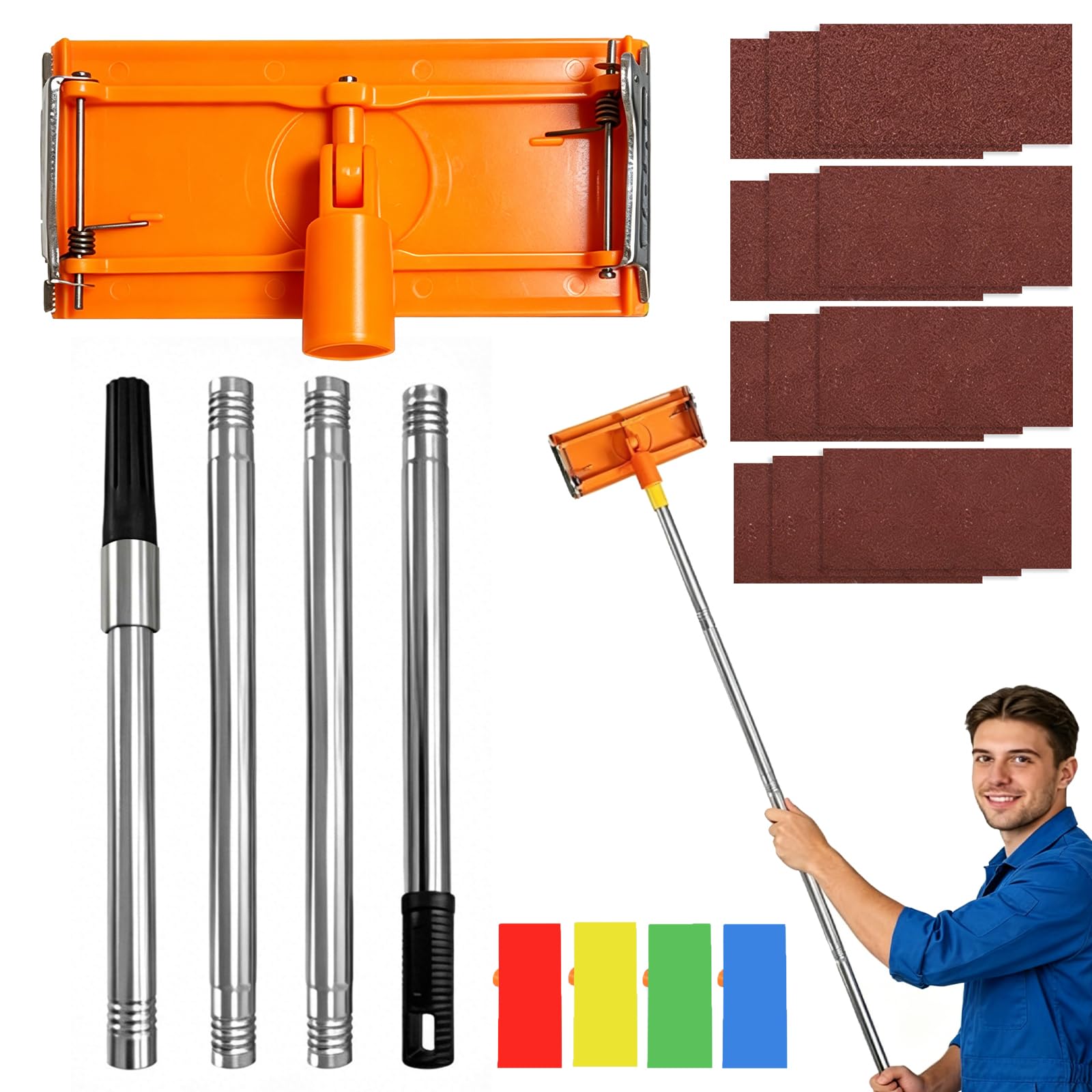 Heavy Duty 360° Swivel Pole Sander, Wall Sanders with 120 CM Extension Pole for Fast Productive Floor Wall and Ceiling Sanding, Drywall Sander, Universal Screw