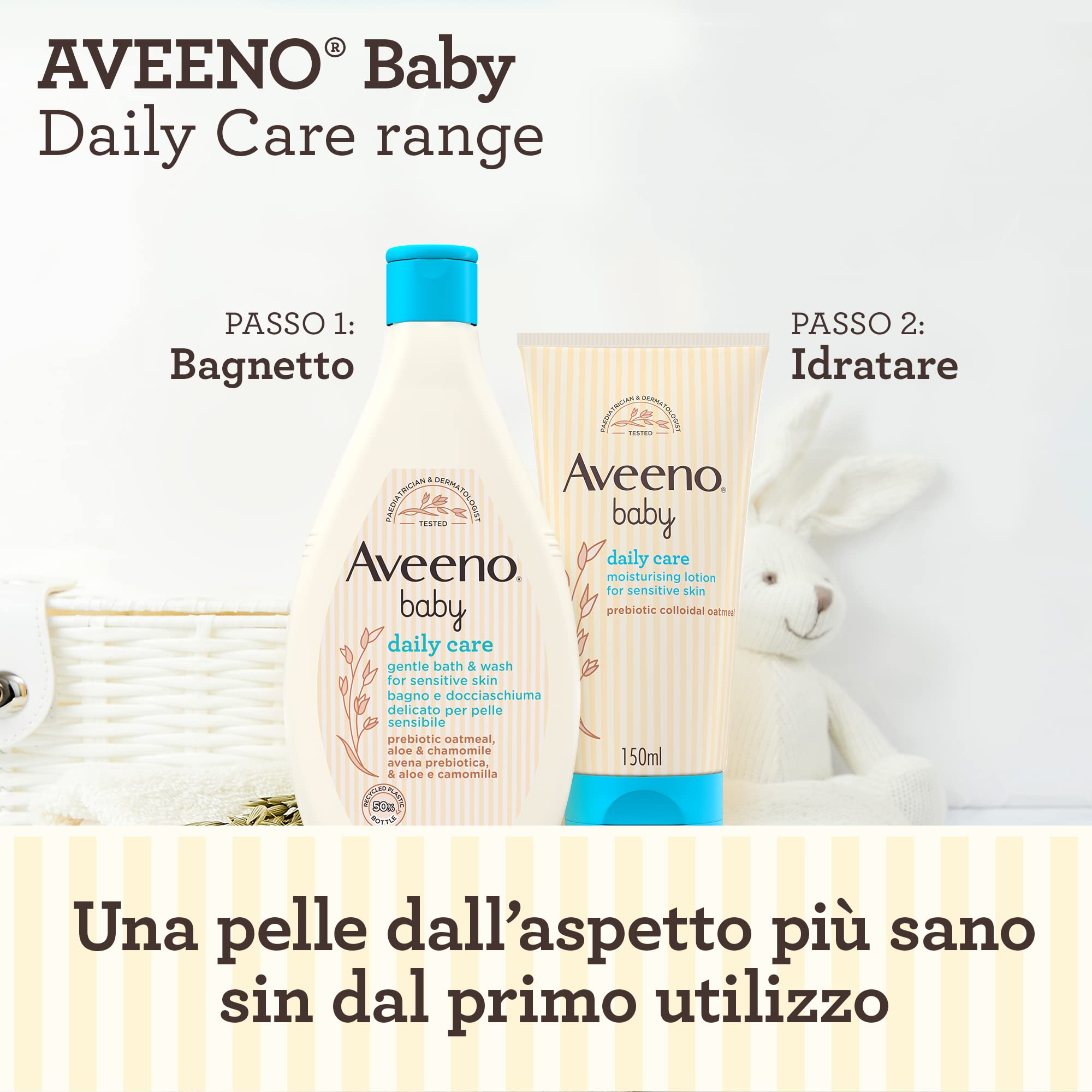 Aveeno Baby Daily Care Crema Idratante per Bambini e Neonati con Avena Colloidale, 150 ml