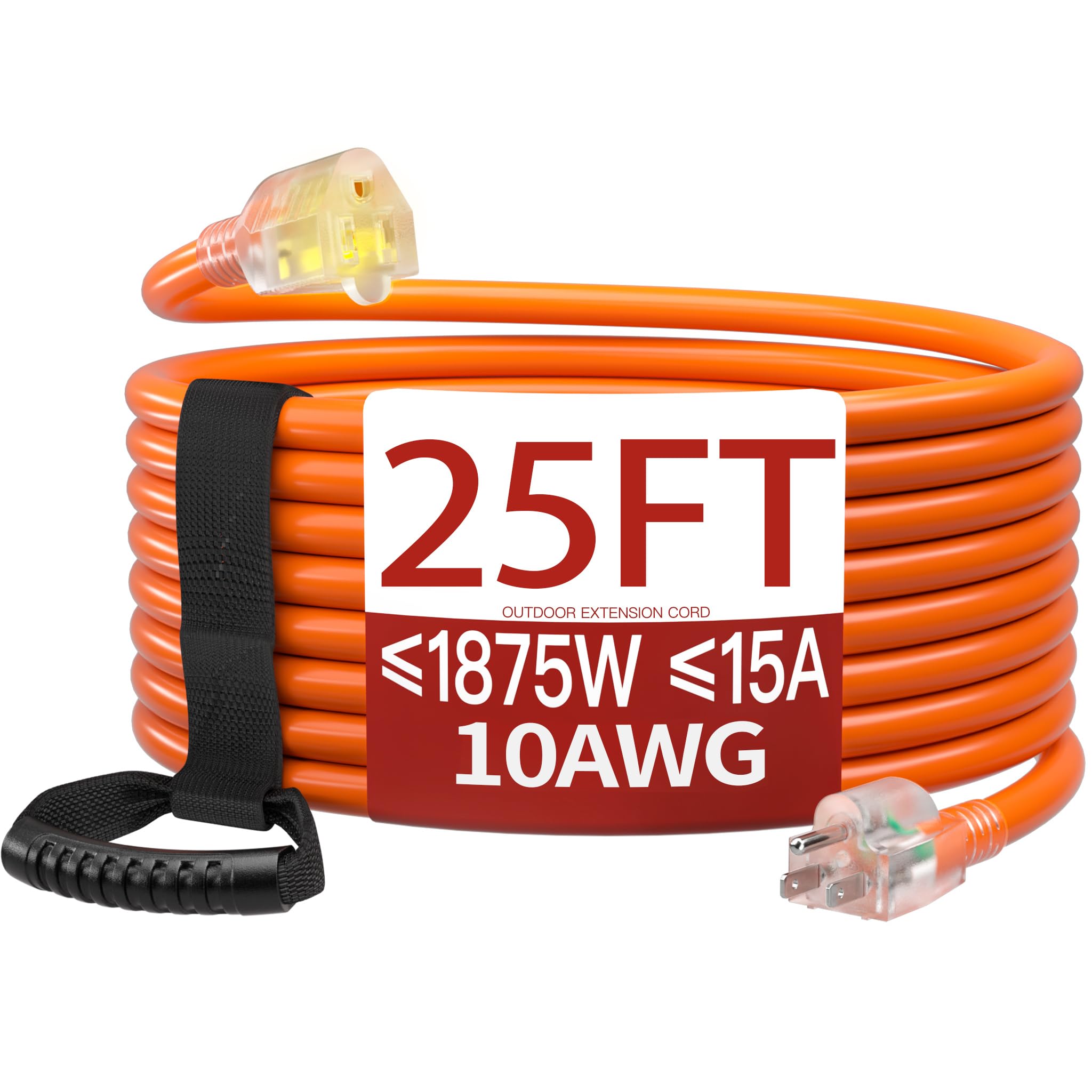 Skrizcable 25 FT 10 Gauge Extension Cord Outdoor, Orange Power Cord