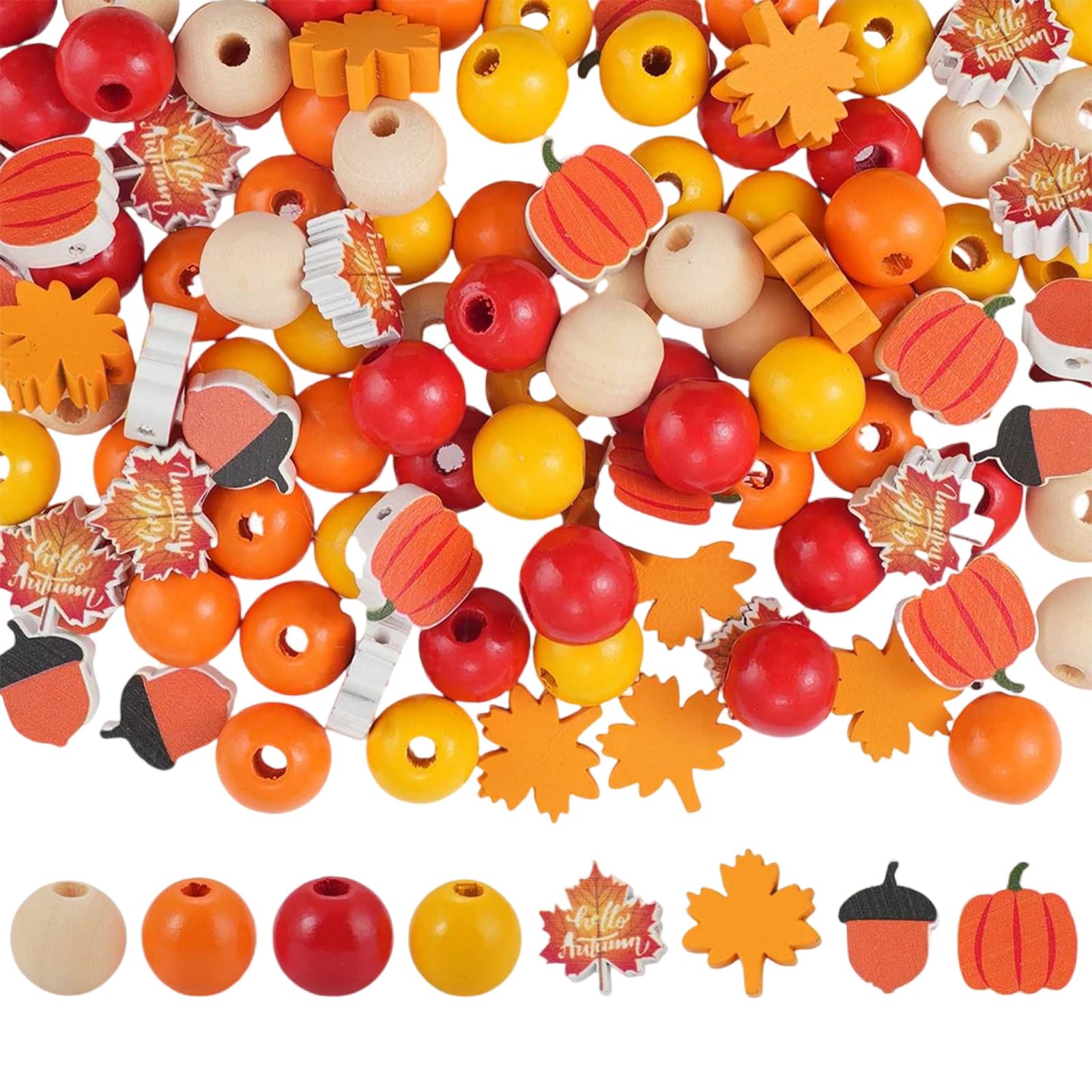 Perles en bois de Thanksgiving pour loisirs créatifs et décoration de table festive DIY