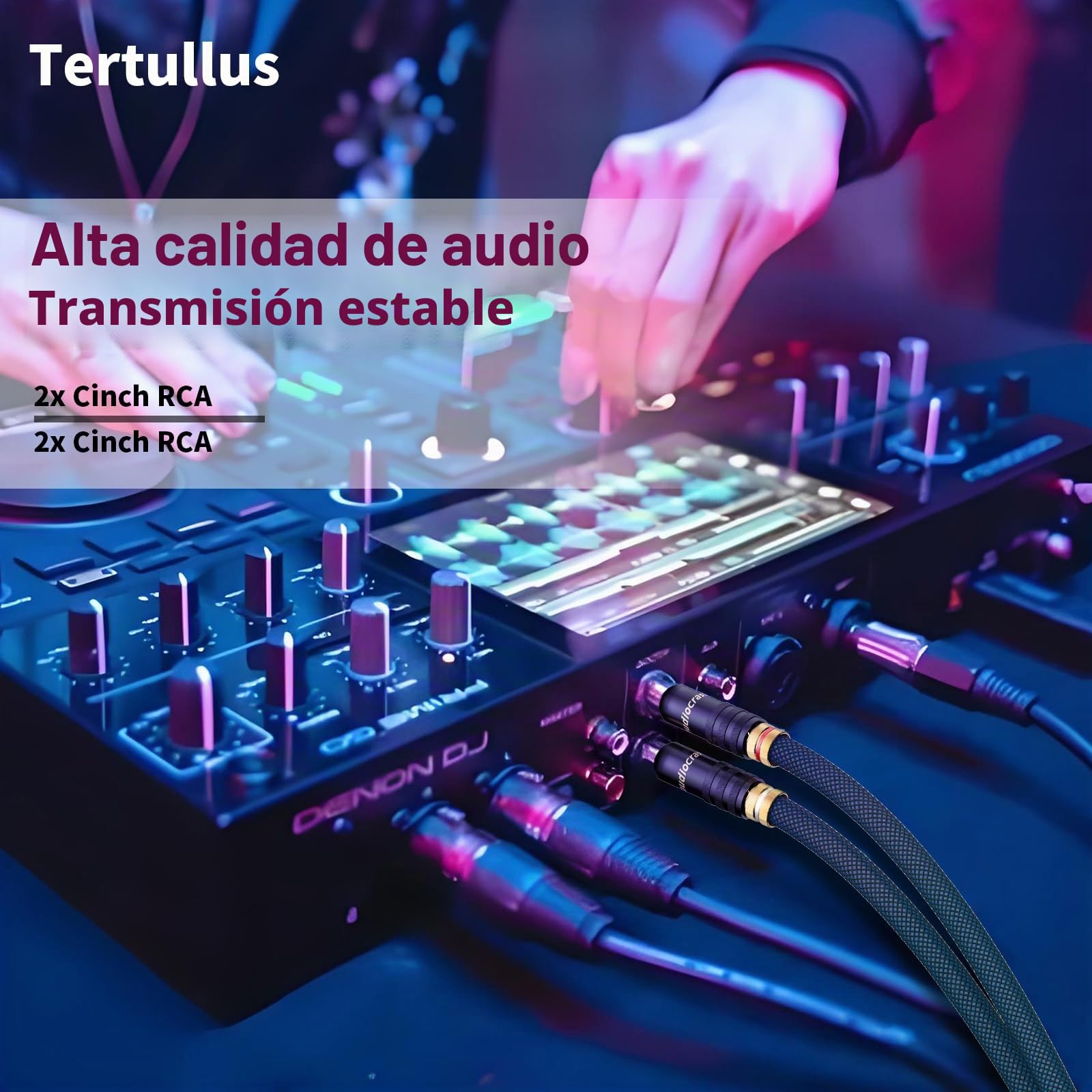 Tertullus Cable de audio RCA HiFi de 1 m, OFC bañado en plata, con doble apantallamiento, 2 RCA macho a 2 RCA macho, cable de señal para CD, amplificador, audio, decodificador
