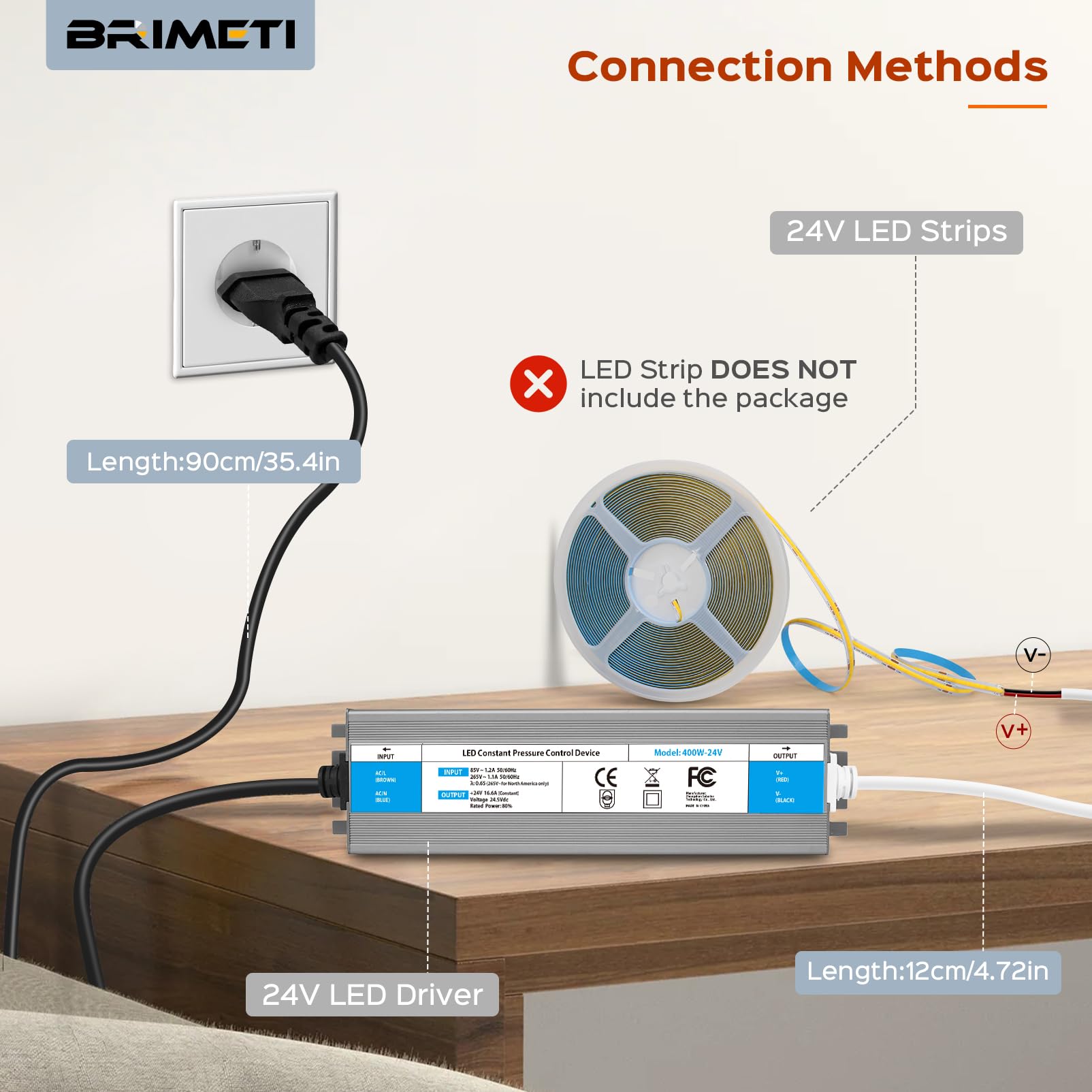 Transformateur 220V 24V Power Supply Alimentation 400W DC LED Driver Continu IP67 Transformer Etanche Extérieur Adaptateur 16.6A Transfo Controleur 220V AC à 24V DC, Pour Ruban LED