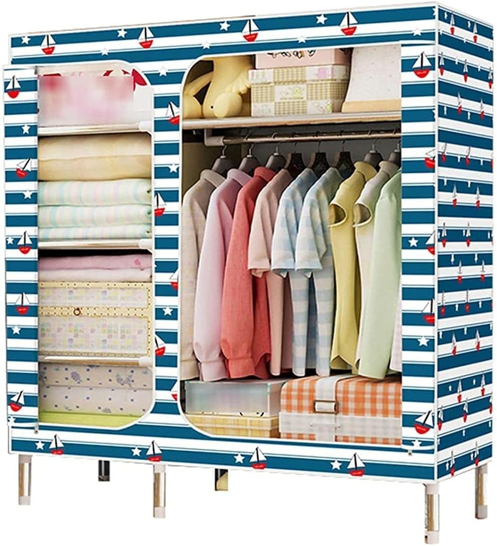 Bedroom Wardrobe Portable Fabric Wardrobe Metal Bracket Partitioned Storage Closet 168 130 45CM Clothes Rack (Color : C Size : 168 130 45CM) (D 168 * 130 * 45CM)