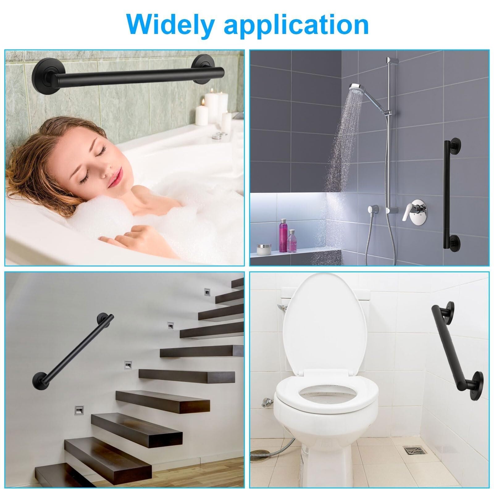 Barra de Apoyo para baño, Barras de Apoyo para Barras de Ducha de 12 Pulgadas, Acero Inoxidable, Montaje en Pared con Agarre moleteado Antideslizante, Barra Seni