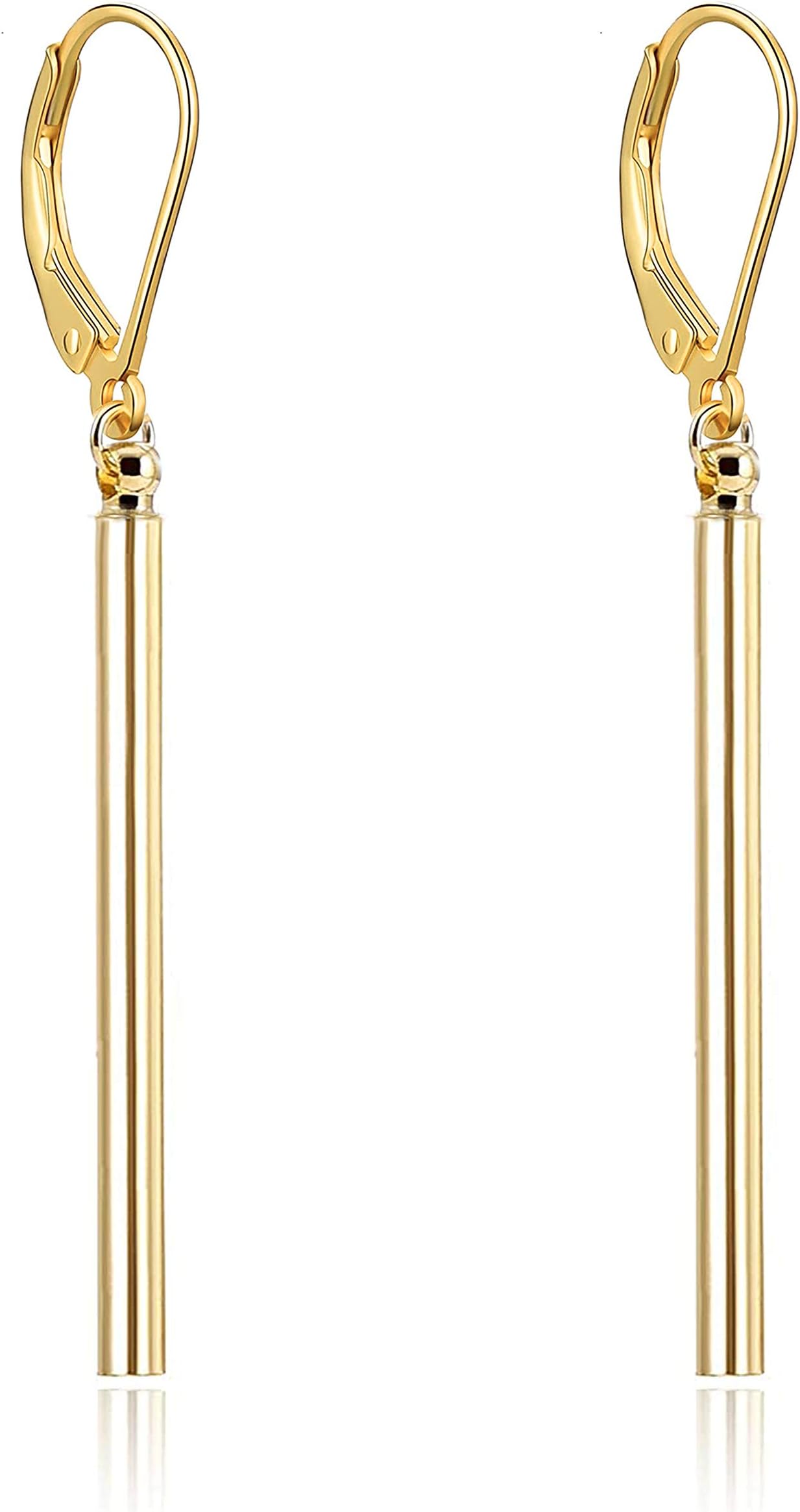 Minimal Long Vertical Bar Dangle Earrings for Women Gold Plated Simple Geometric Line Stick Drop Earrings for Men Dainty Fashion Jewelry