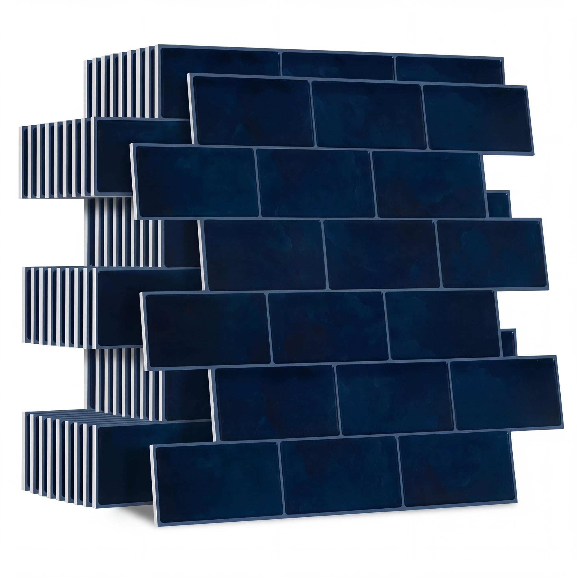 Peel and Stick Tiles for Kitchen: Self Adhesive Back Splash for Bathroom - 3D Stick on Splashback Subway Backsplash for Bath - Walls Stickers Tile Stickers Metro Square, Upgrade Thicker 10 Sheets