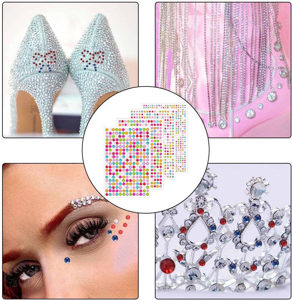 4 Sheets Self Adhesive Pearl Stickers, Self 4 Sizes Bling Rhinestone Sticker, Rhinestone Stickers,Flat Back Pearls Sticker for DIY Crafts Craft Card Decorations Nail Art Beauty Makeup (Colorful) - Image 2