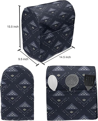 Miniatura 4 de Ambesonne Navy Stand Mixer Cover, Geometric Symmetric Triangular Inspired Isolated Unreal Forms on Plain Backdrop, Kitchen Appliance Organizer Bag