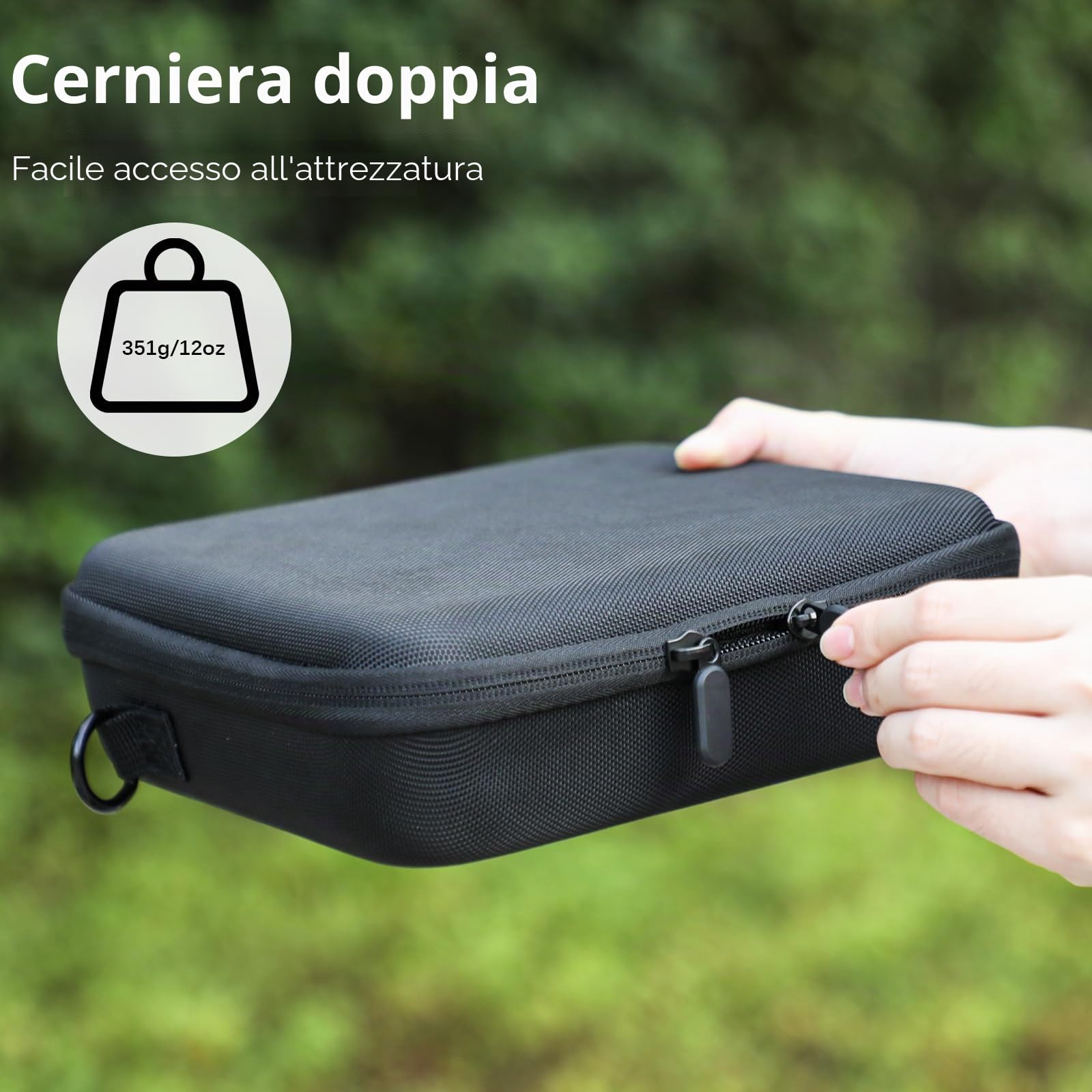 AMAZEAR Custodia da Trasporto per Accessori Insta360 GO Ultra - Borsa da Viaggio Impermeabile con Tracolla, Guscio Rigido per Protezione e Organizzazione, Nero