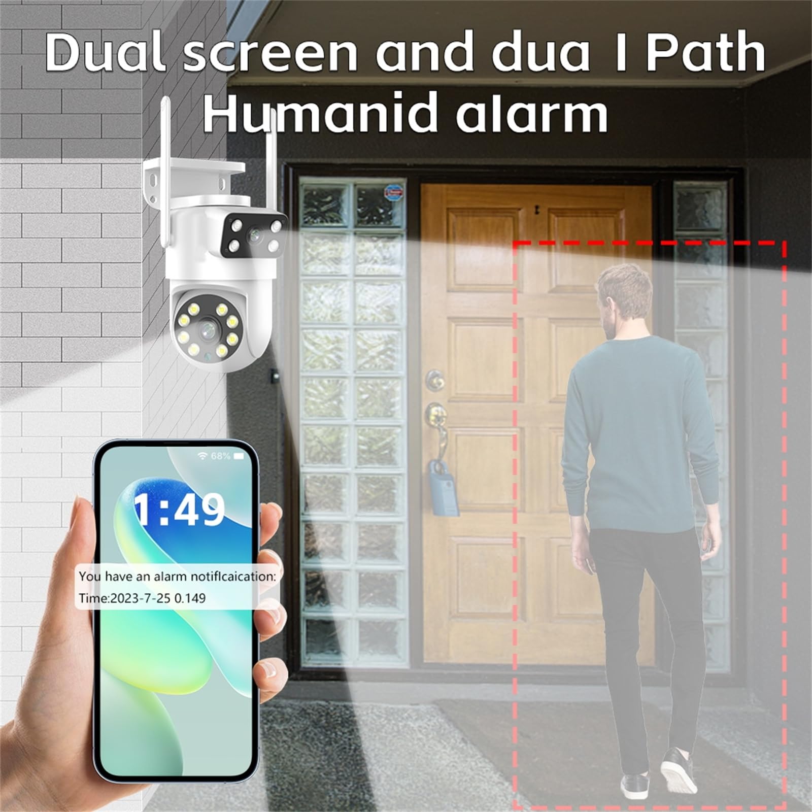Cámara De Seguridad Tuya PTZ WiFi De Doble Lente (2MP+2MP), Cámara IP con Doble Vista, Visión Nocturna, Seguimiento Automático Y Audio Bidireccional para Videovigilancia,Camera