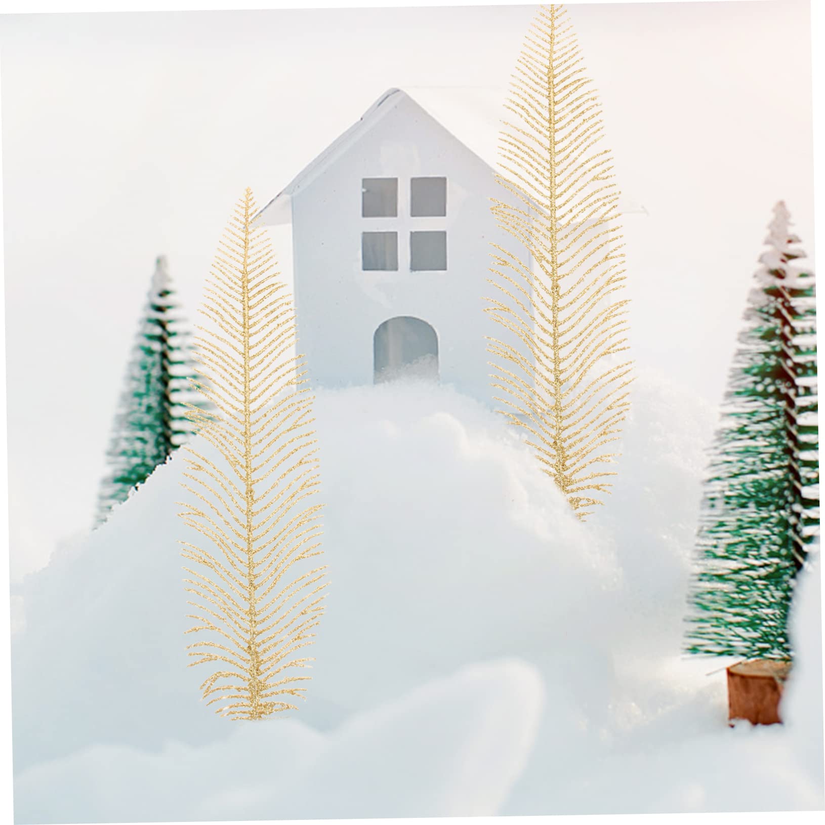 Ciieeo 40 Pz Lama in Polvere D'oro Foglie Finte Ramo Di Foglie Di Natale Foglie Di Natale Artificiali Plettri Natalizi Glitterati Abbellimenti Floreali Decorazioni Natalizie Plastica