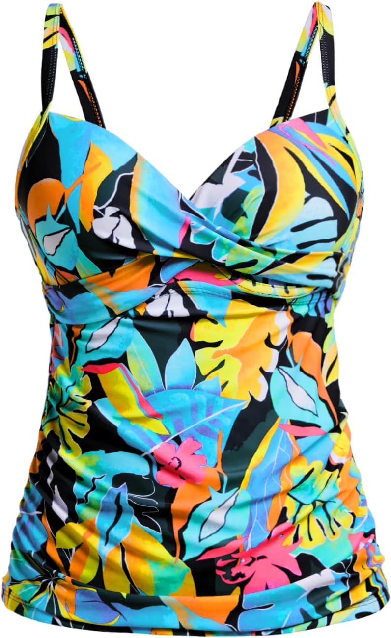 Tempt Me Women’s Underwire Tankini Top Tummy Control Swim Tops Only Twist Front Push Up Bathing Suit No Bottom 2025