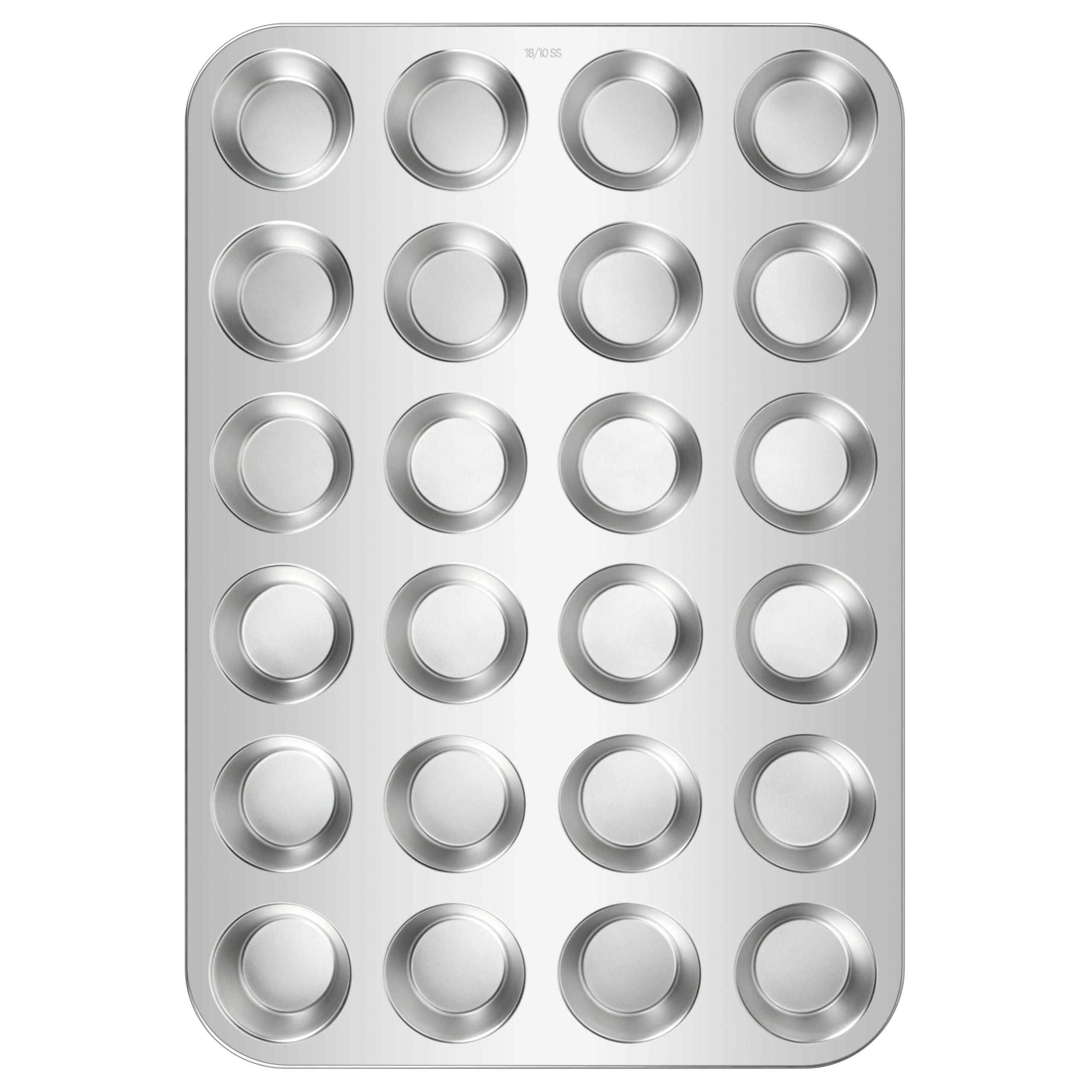 Homikit 18/10 Stainless Steel Mini Muffin Cupcake Pan 24 Cups Nonstick