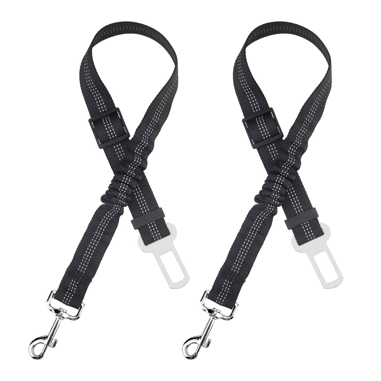 Dog Seatbelts for Cars UK,Adjustable Dog Car Seatbelt with Elastic Bungee Buffer,Reflective Pet Car Harness Universal Seatbelt for Car Travel