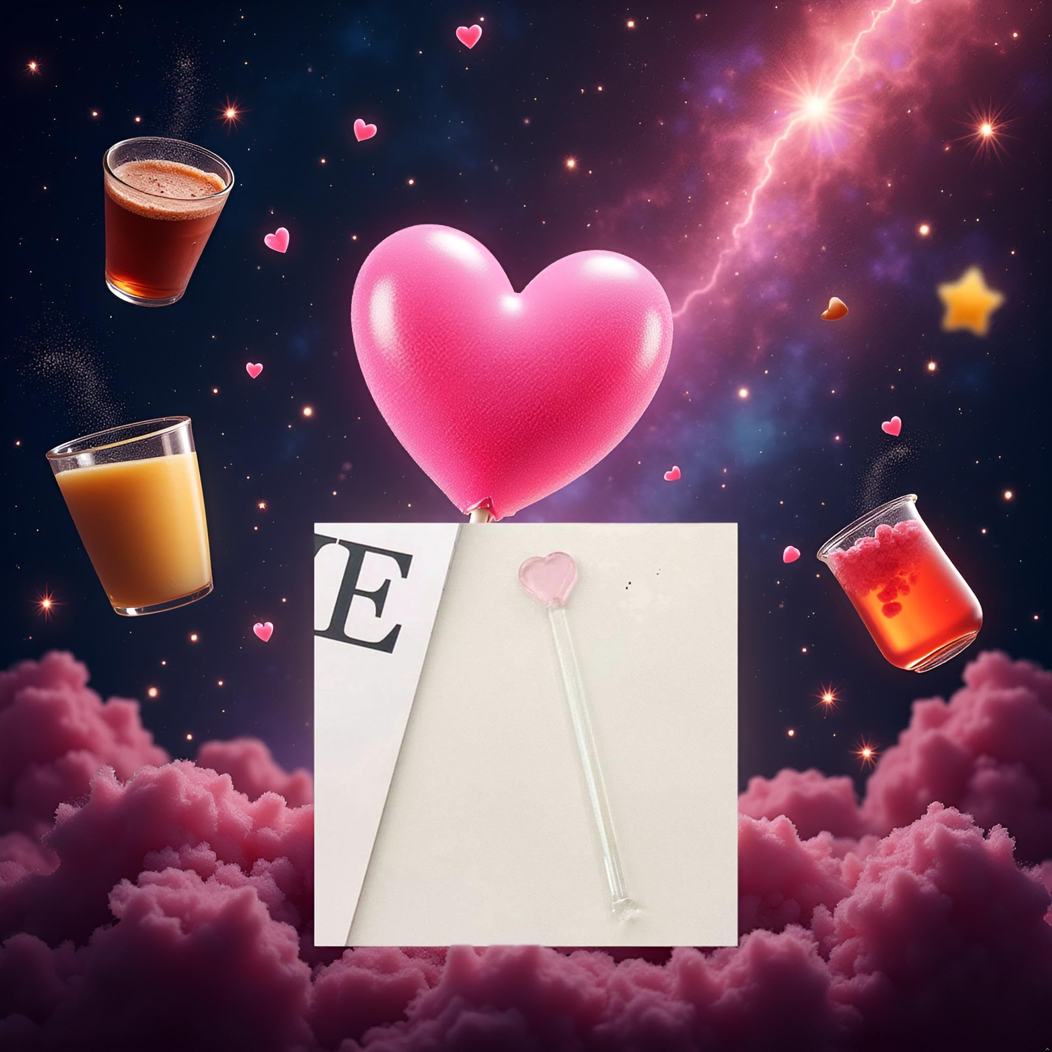 Varillas de vidrio para agitar, resistentes al calor, de colores, transparentes, estrella/luna, para leche, té, café, jugo, bebidas de cóctel (corazón) 5