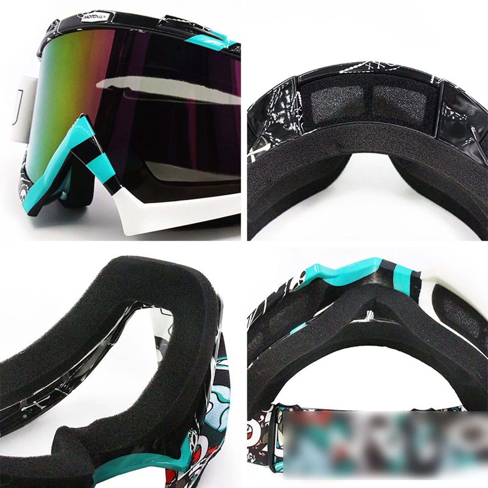 DieffematicHXJ Masque Ski Casque Hors Route Lunettes de Protection Goggles de Moto Goggles de Ski Lunettes de Ski Vents Hors Route Goggles Downhill Goggles (Color : Blue)