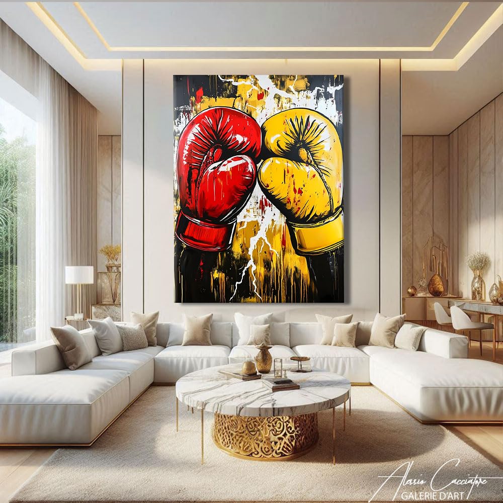 Tabella Guanti da Boxe - Poster decorazione da parete Sport - Stampa su tela astratta moderna - Quadro pop art con cornice, decorazione da parete motivazione - decorazione per camera da letto