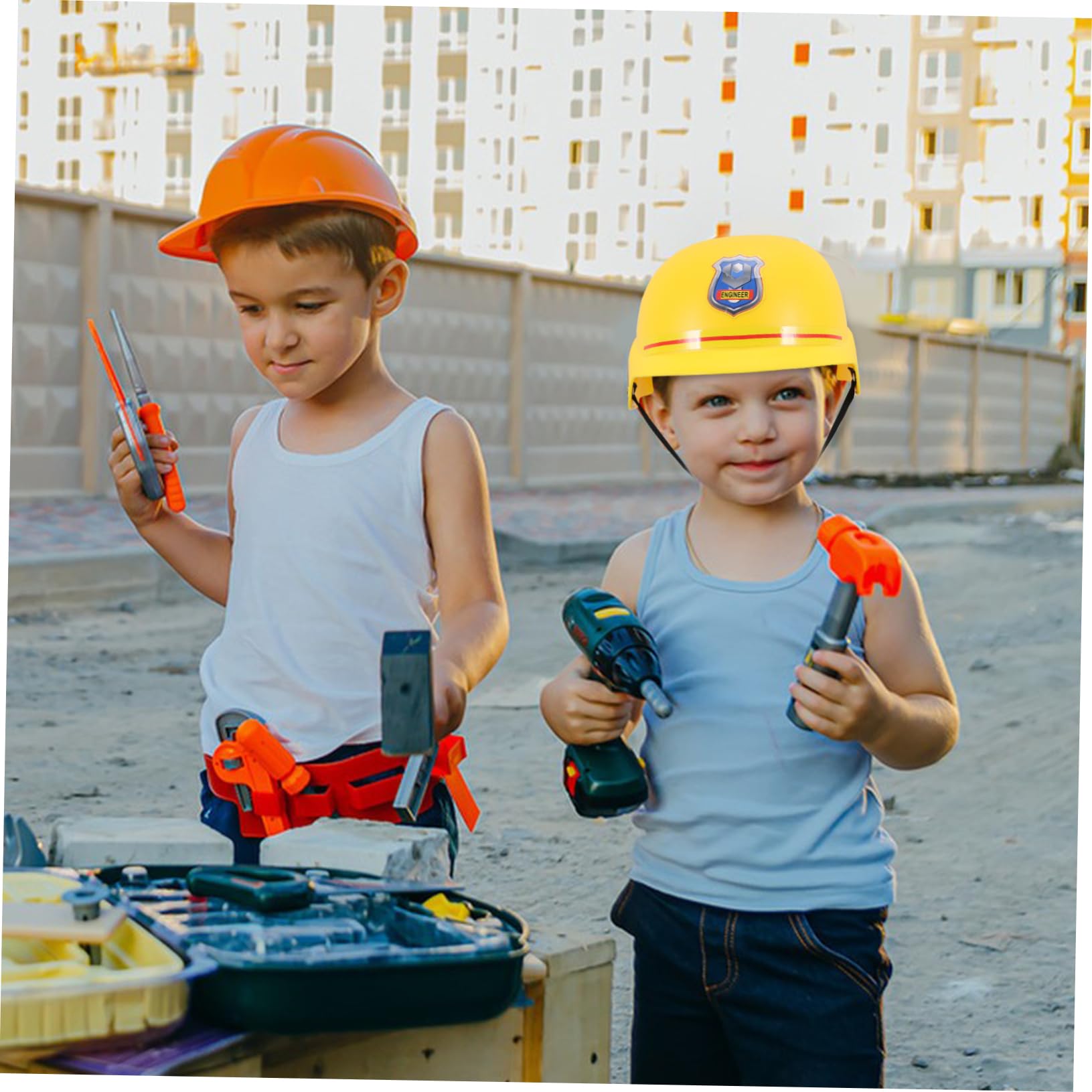 FOYTOKI Construction Hat Toys Kids Engineering Hat Role Play Helmet Pink Construction Cap Educational Toy