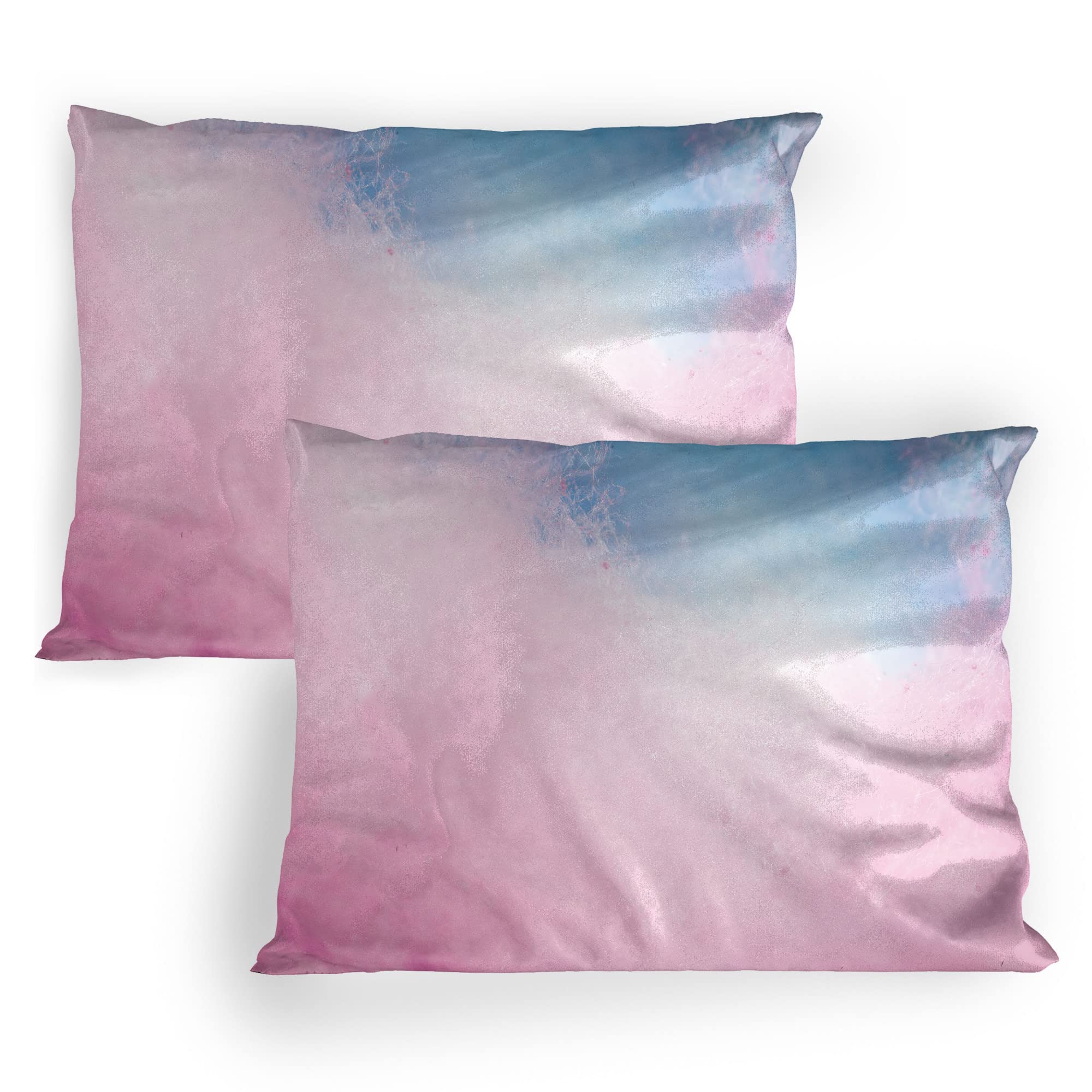 Lunarable Blush Pillow Sham Set of 2, Cotton Candy Effect with Pastel Blue and Pink Colors Fluffy Carnival Sweets, Quality Microfiber Bedding Item for All Seasons, 26