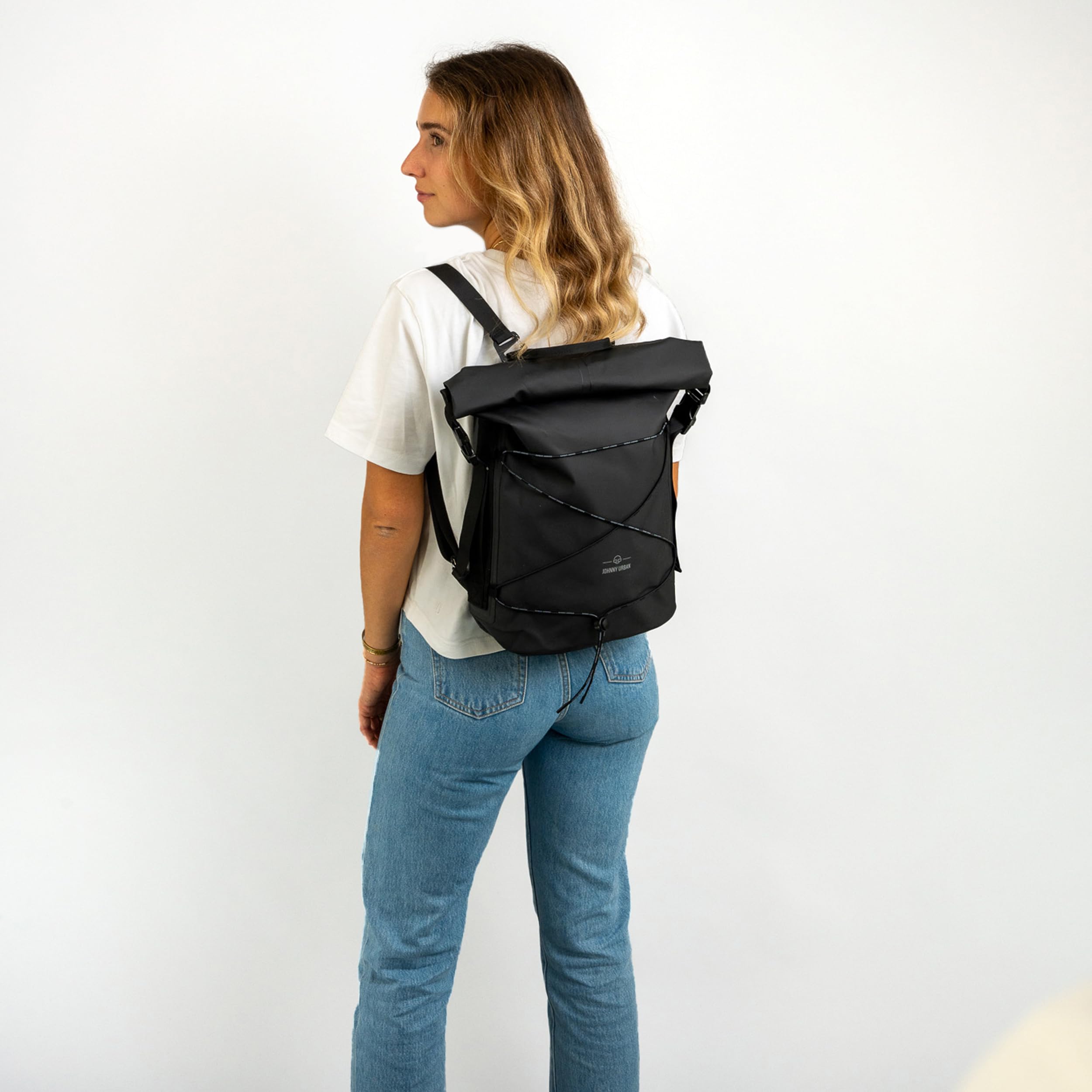 Johnny Urban Sac Étanche Noir - Myles - Dry Bag 20L - Sac à Dos Imperméable pour Kayak, Plage, Voyage, Canoë, Bateau, Sup - Waterproof Rolltop Backpack - Acessoires de Natation & Piscine