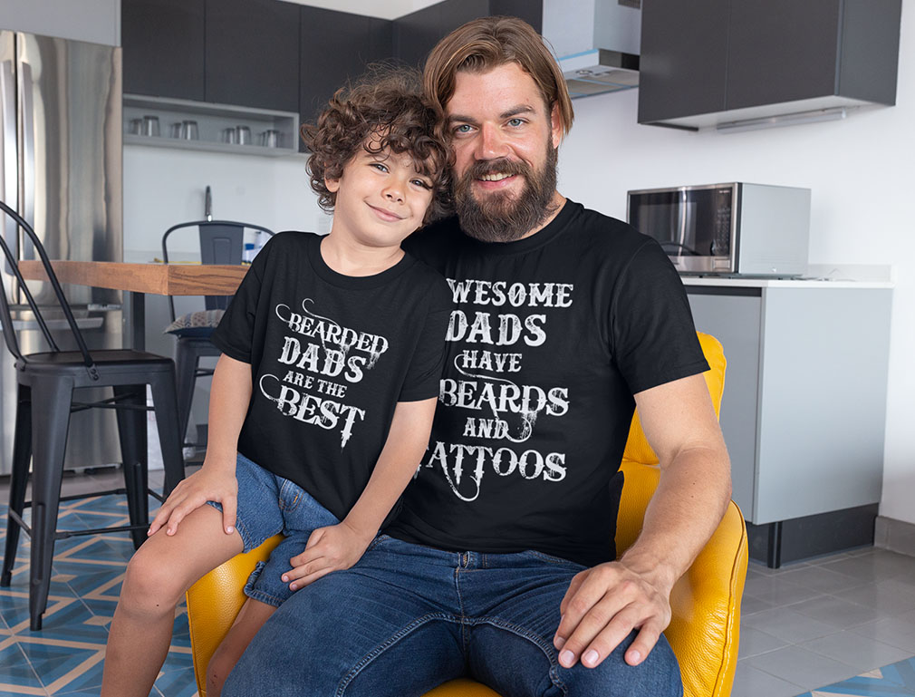 Tstars Father & Son/Daughter Matching Shirts – Beards And Tattoos Design For Father’s Day Gifts