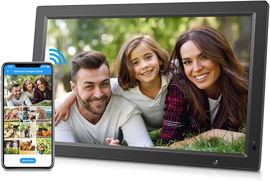 Sungale 19 Wi-Fi Cloud Frame with Full HD Display, Mobile App and Web Portal to Send Photos Remotely, 16GB Internal Storage, Free Cloud Storage, Remote Control, Wall Mount, Motion Sensor, Easy Setup