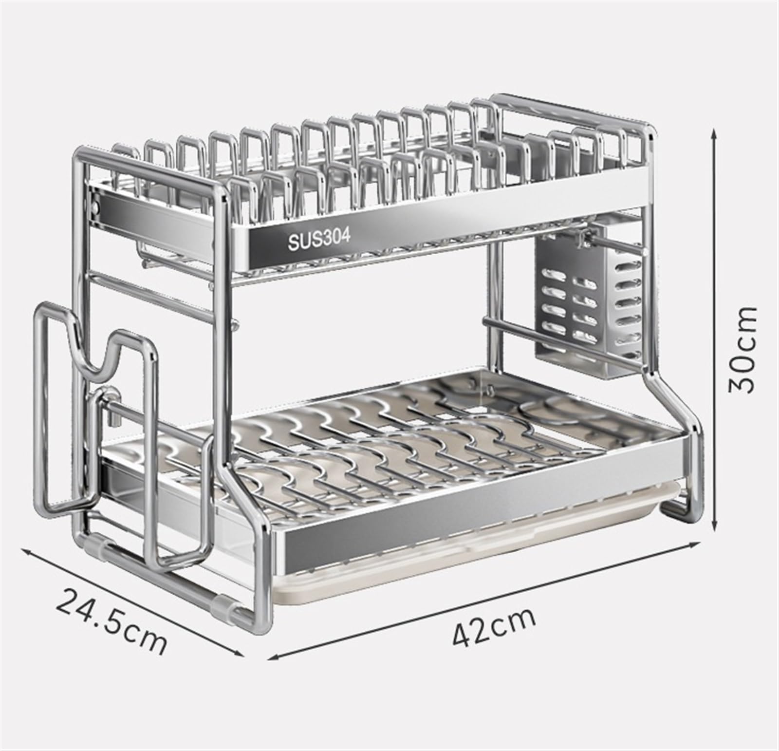 Escurreplatos De Cocina Escurreplatos De 3 Niveles con Soporte para Utensilios, Soporte para Tabla De Cortar Y Escurridor De Platos para Cocina Escurridor De Platos(42 * 24.5 * 30cm)